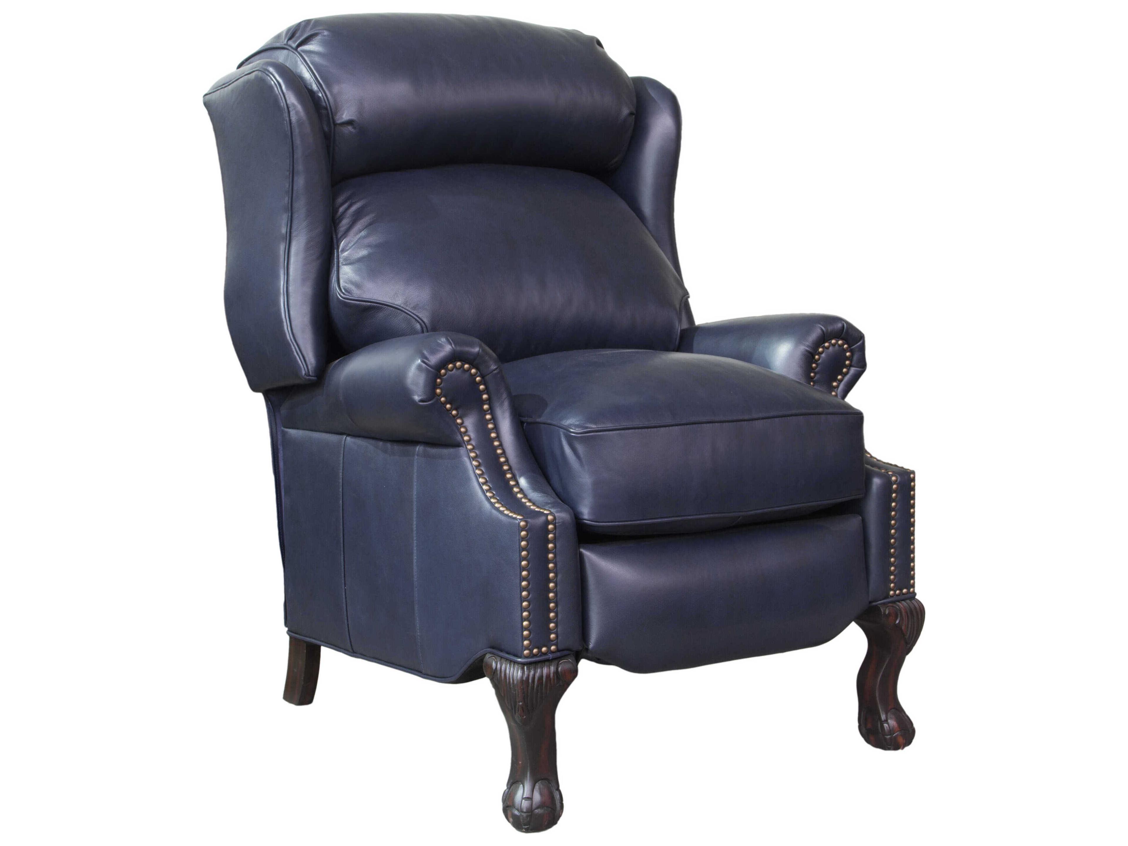 Barcalounger Vintage Danbury Shoreham Blue Leather Recliner