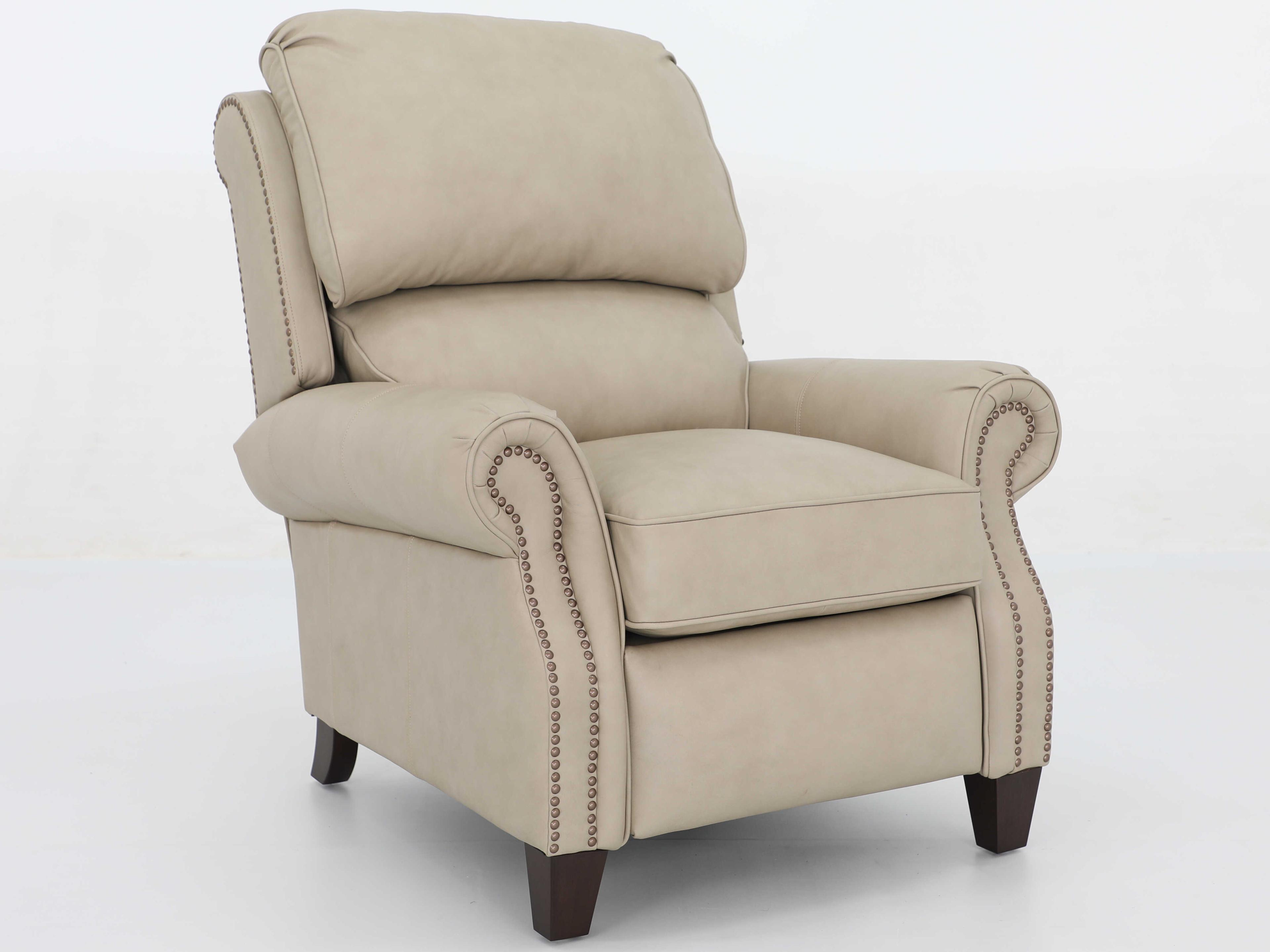 Barcalounger Vintage Churchill Cashmere Stone Tan Leather Recliner