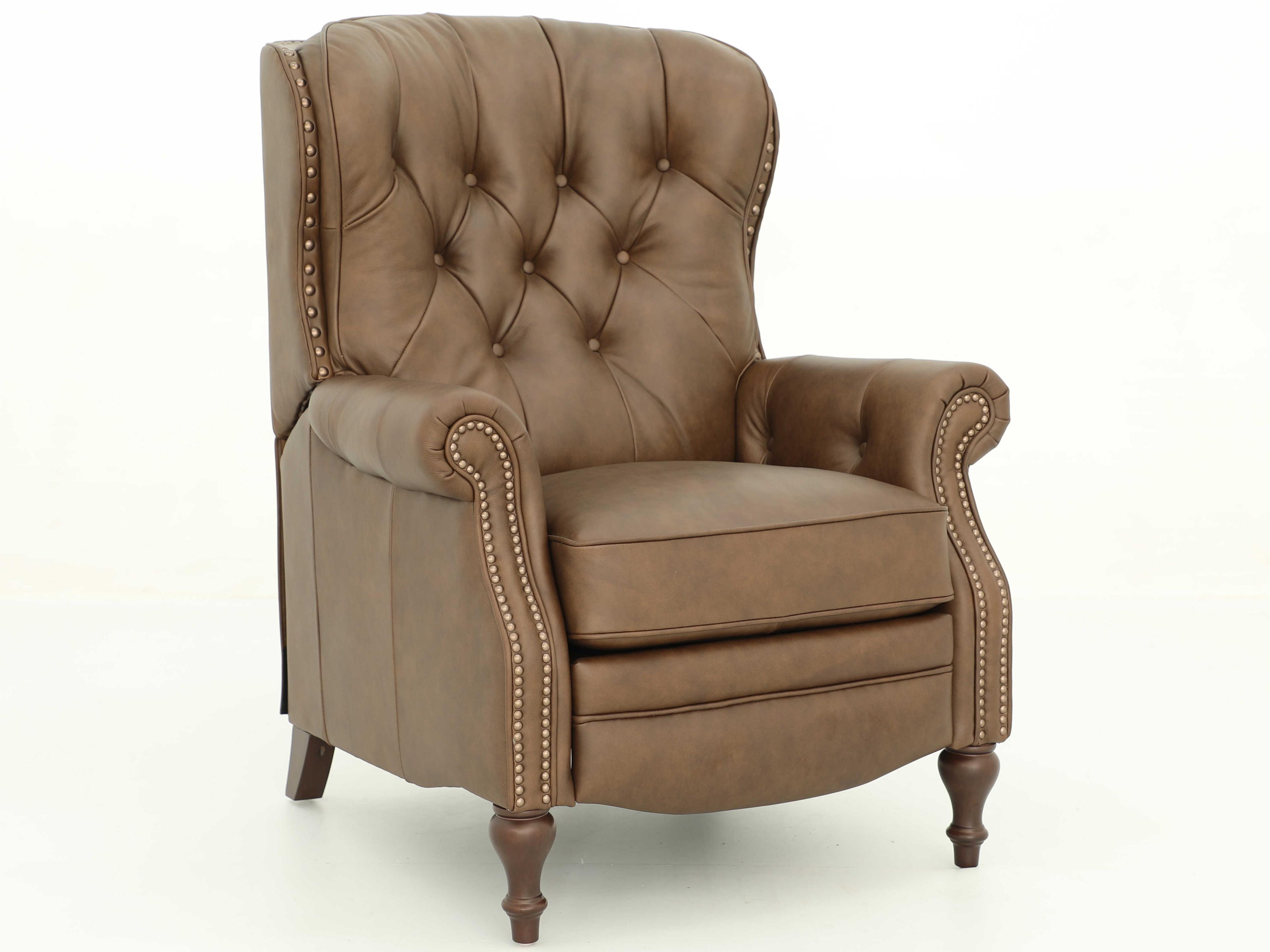 Barcalounger Vintage Kendall Oasis Walnut Brown Leather Recliner