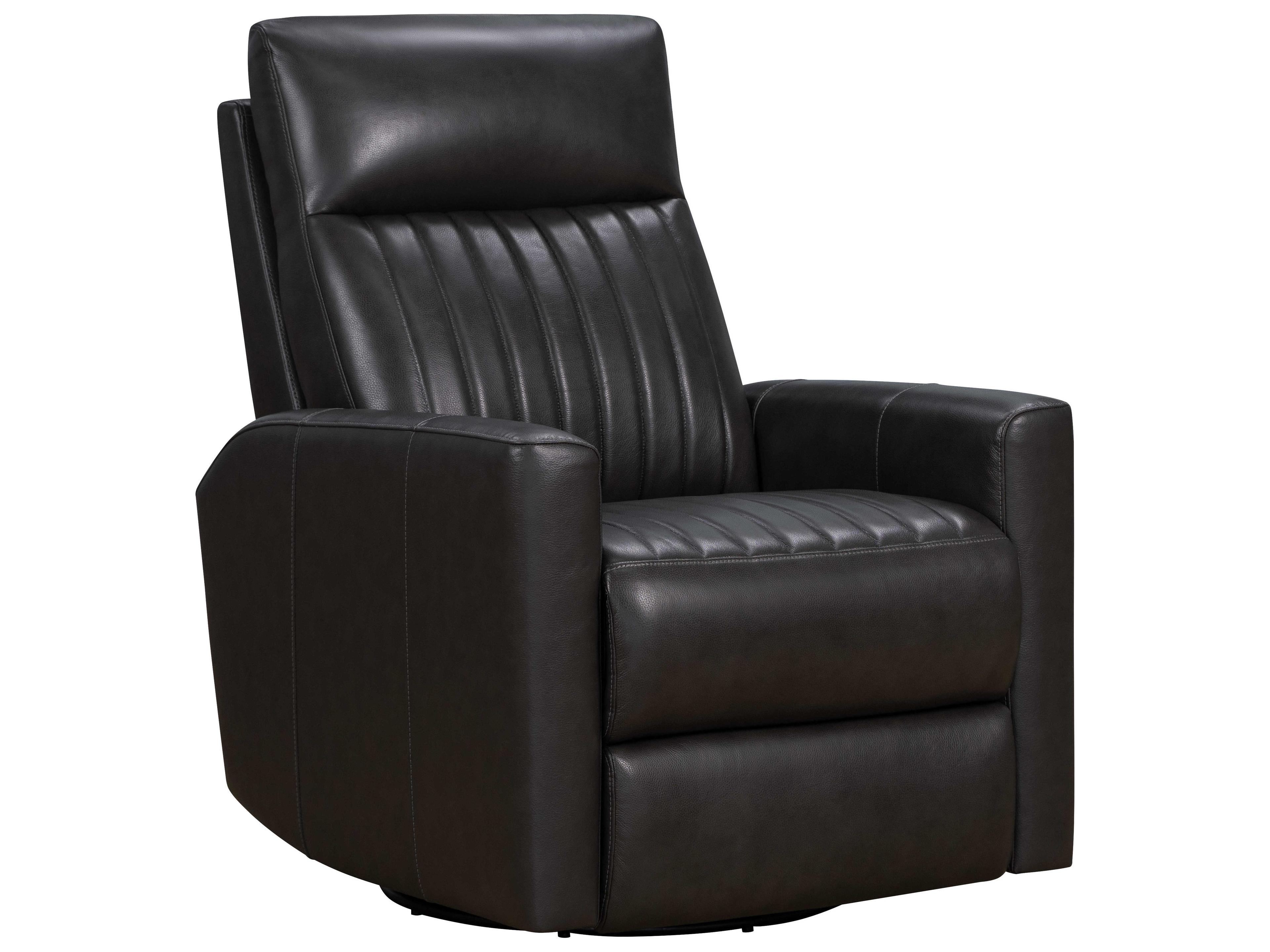 Barcalounger Modern Expressions Munro Matteo Smokey Gray Black Faux Leather Recliner