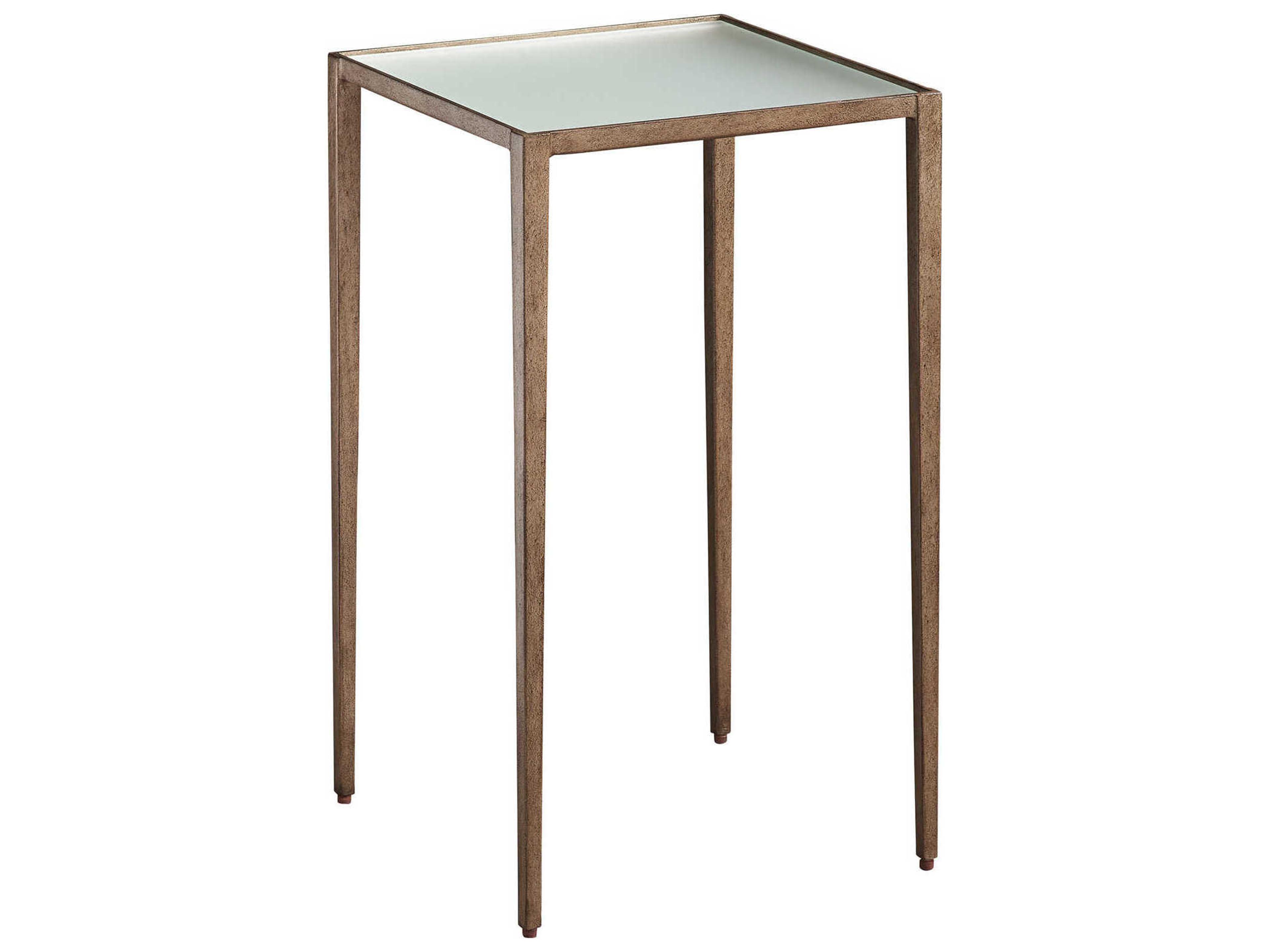 Barclay Butera Laguna Wyland Square Mirror Textured Brass End Table