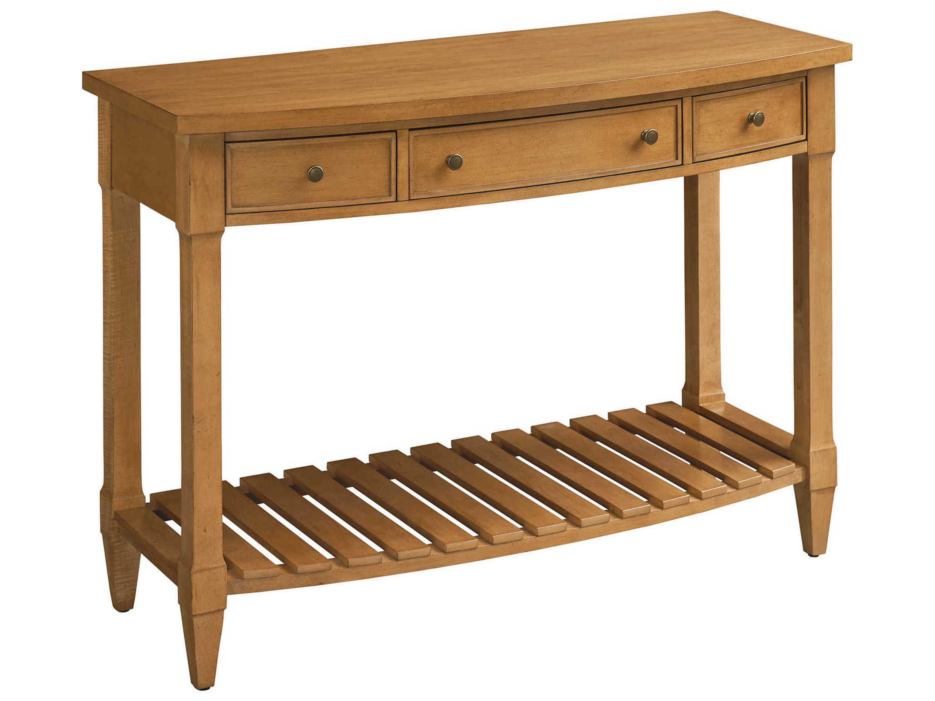 Barclay Butera Laguna Temple Bowfront Wood Table Rock Console
