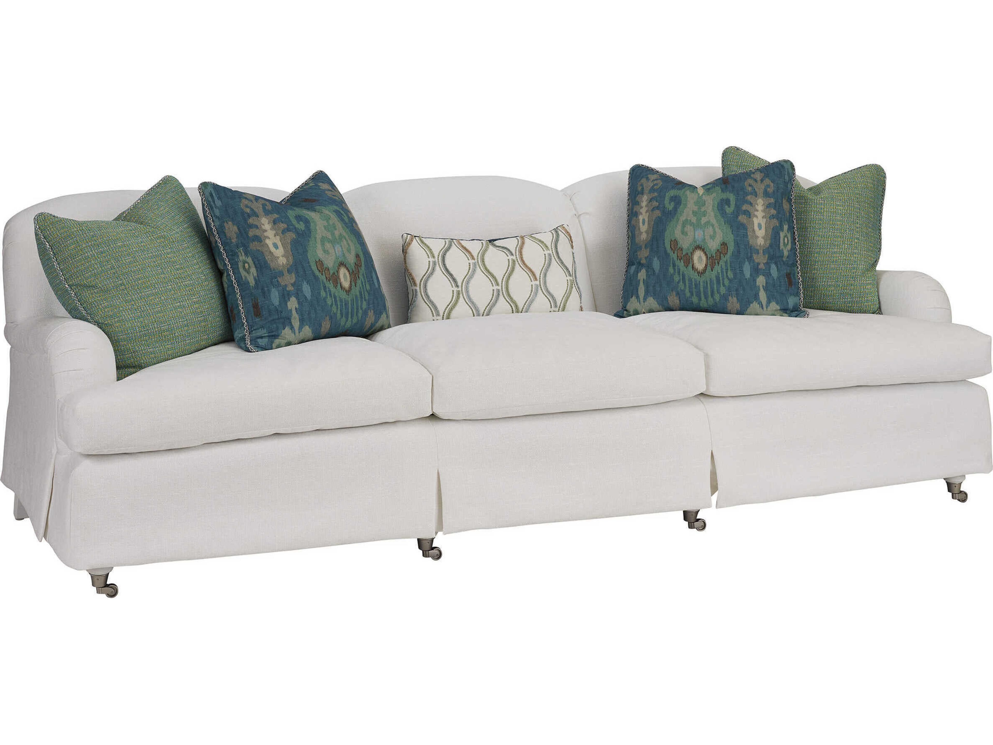Barclay Butera Upholstery Athos Milano White Upholstered Sofa with Pewter Caster