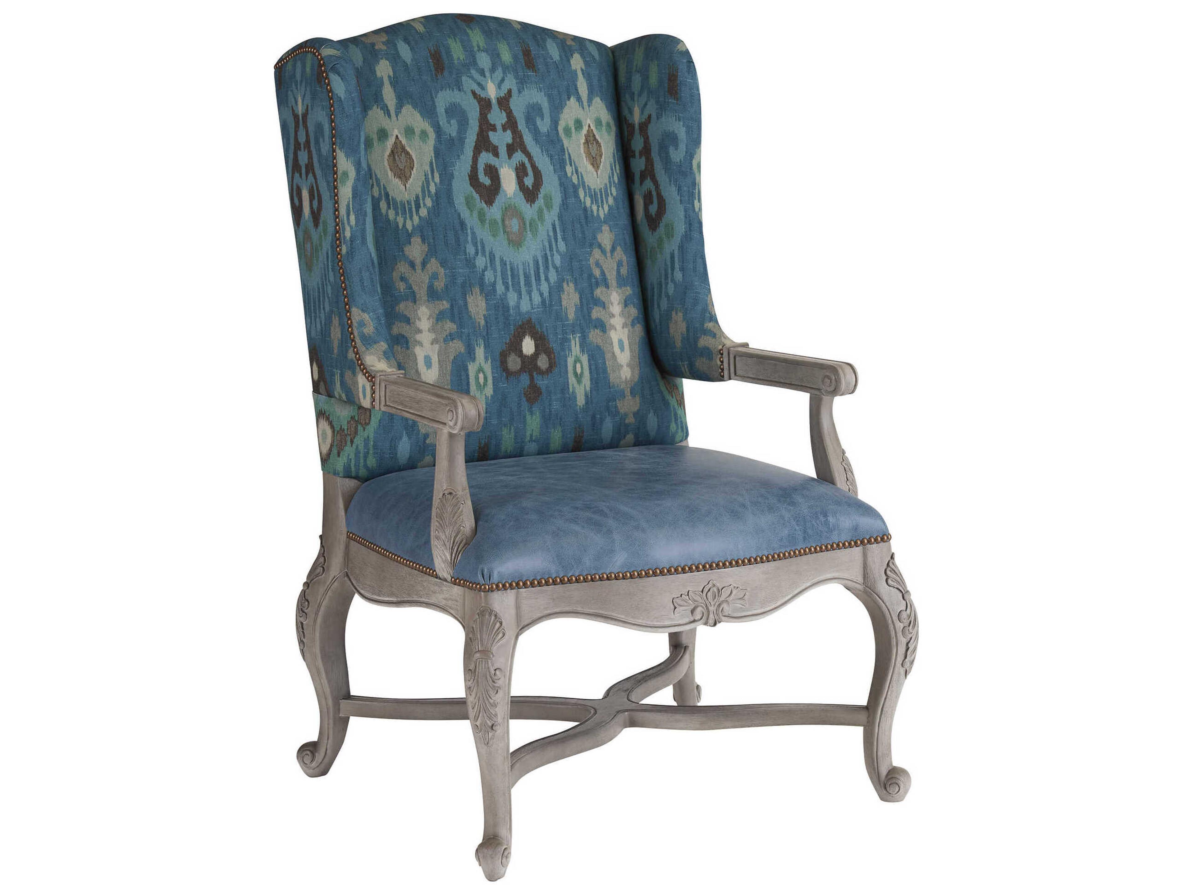 Upholstery Patras Blue Leather Accent Chair