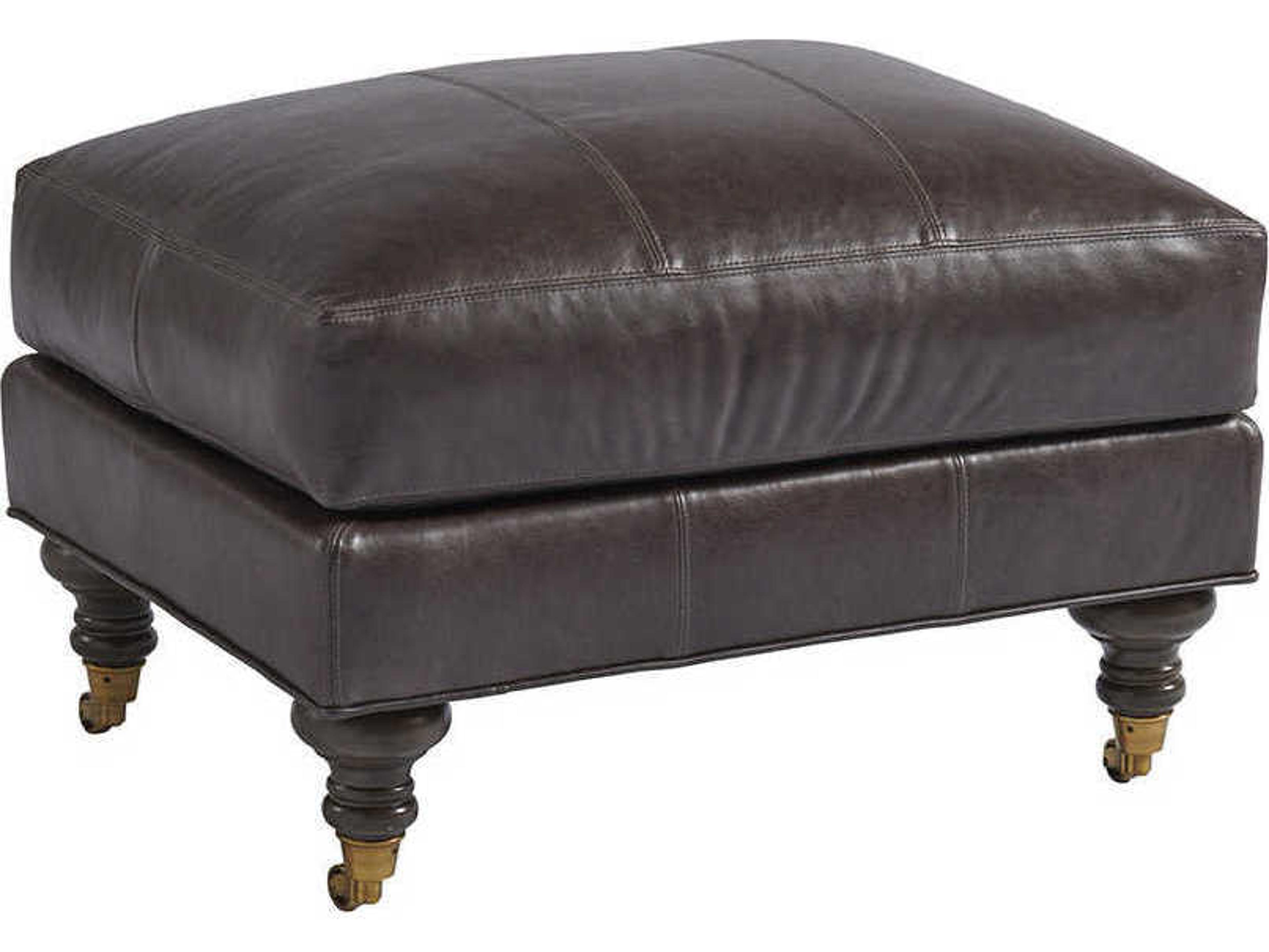 Upholstery Oxford Brown Leather Ottoman