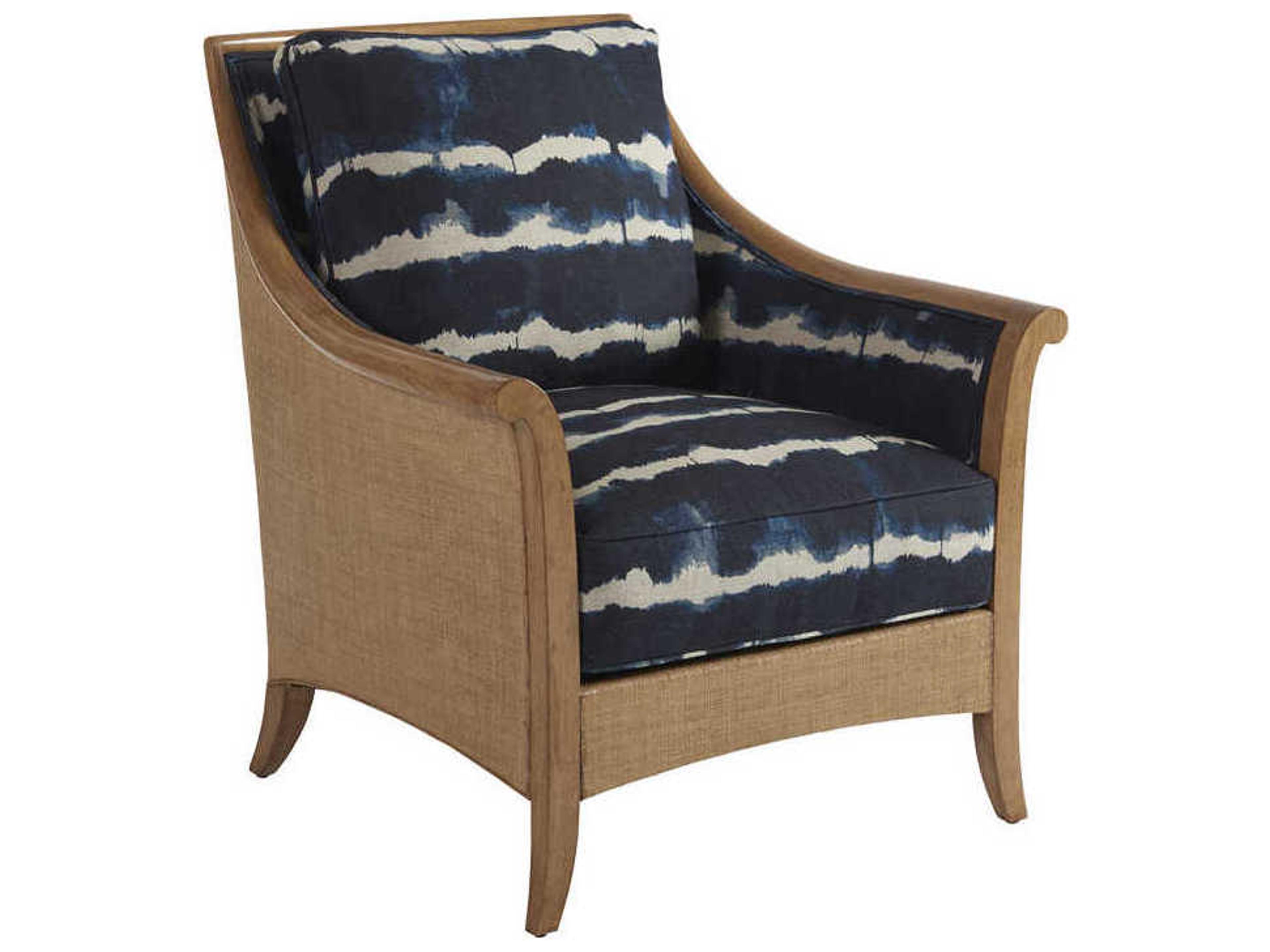 Upholstery Nantucket Raffia Blue Fabric Accent Chair
