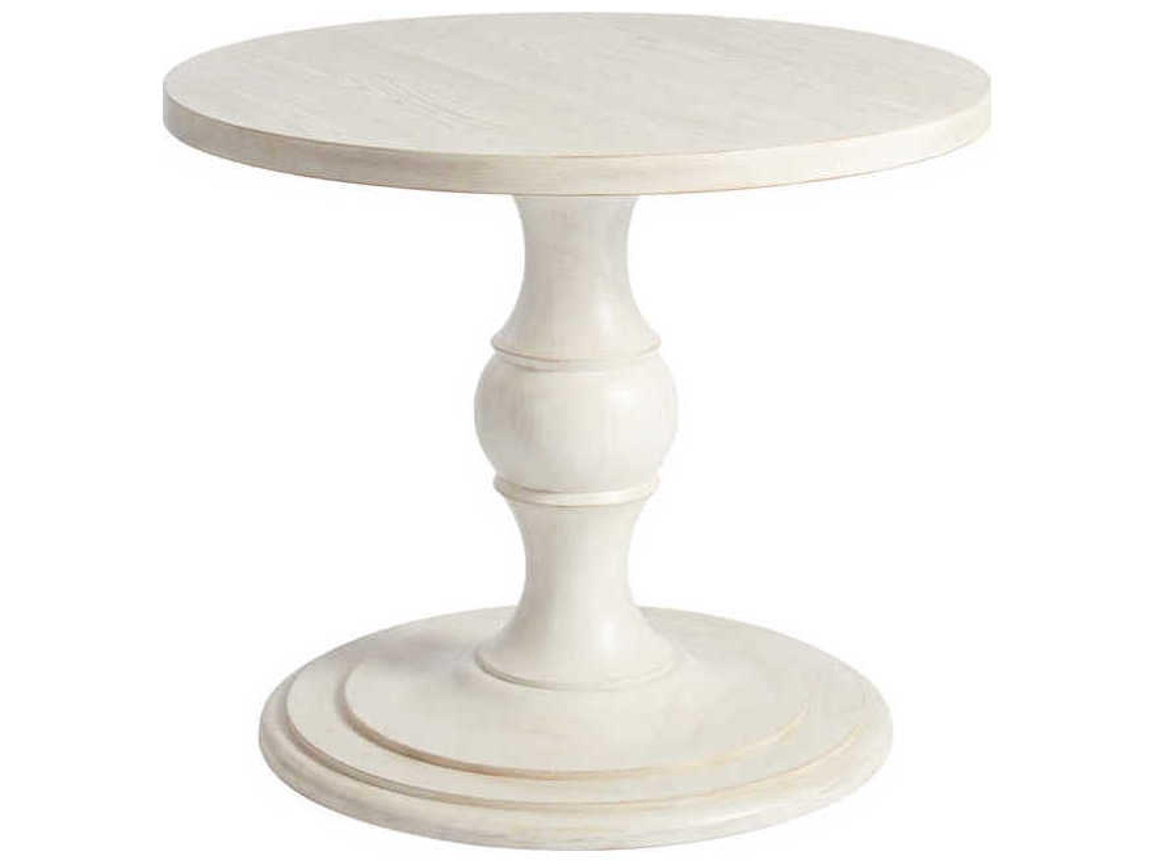 Newport Corona Del Mar Round Wood Sailcloth End Table