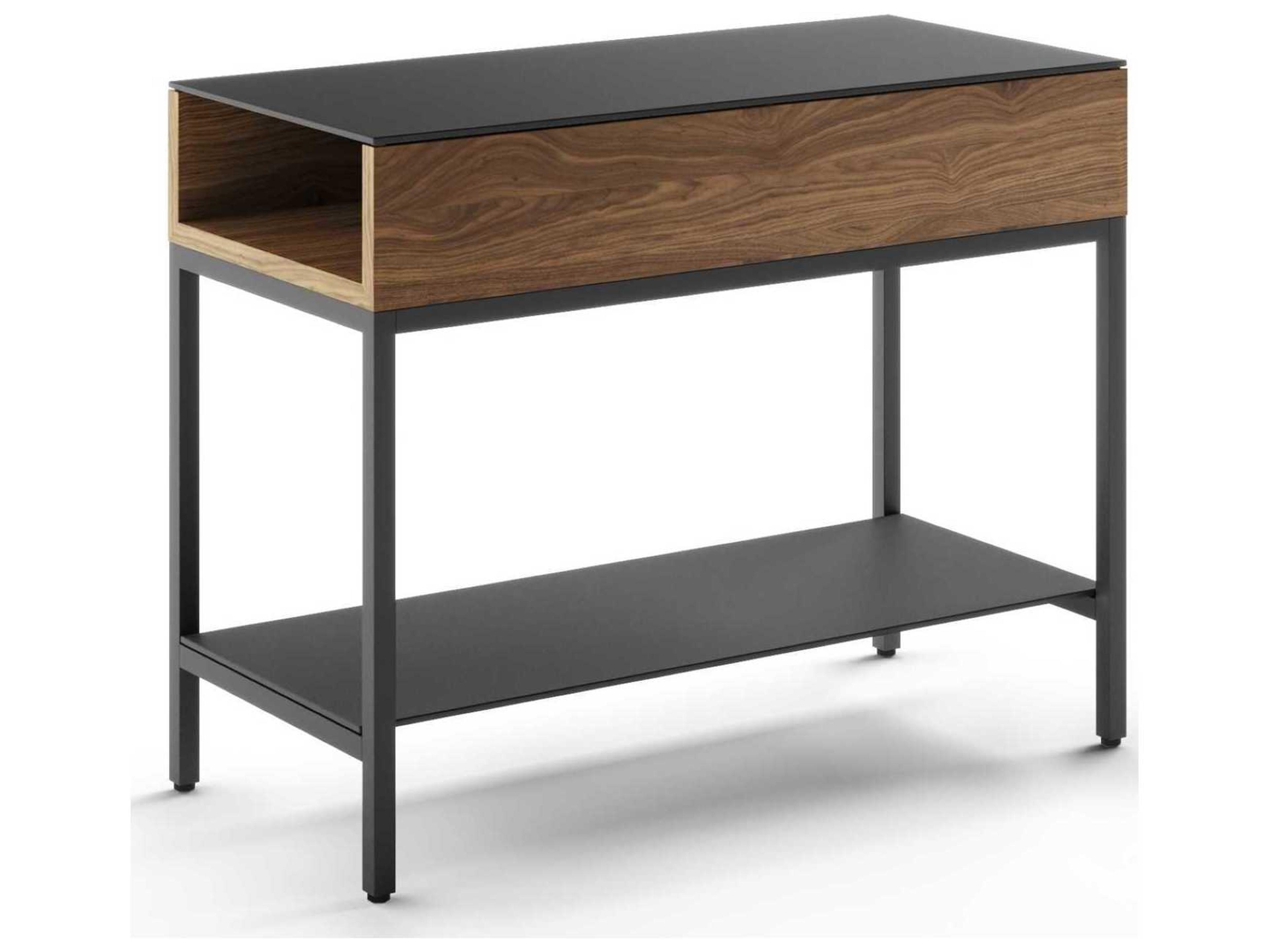 BDI Reveal Rectangular Glass Natural Walnut End Table