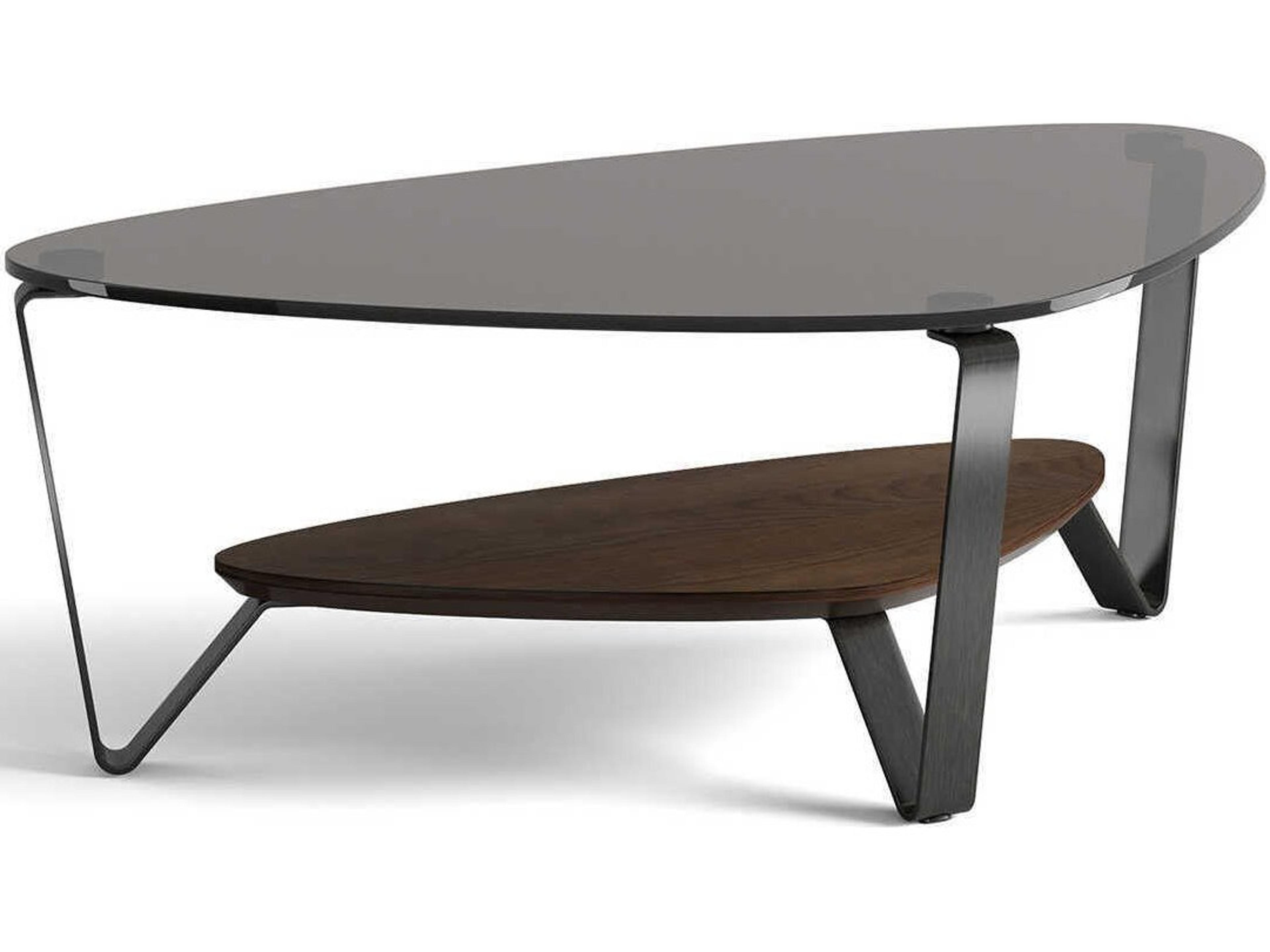 BDI Dino Glass Brushed Carbon Toasted Oak Coffee Table