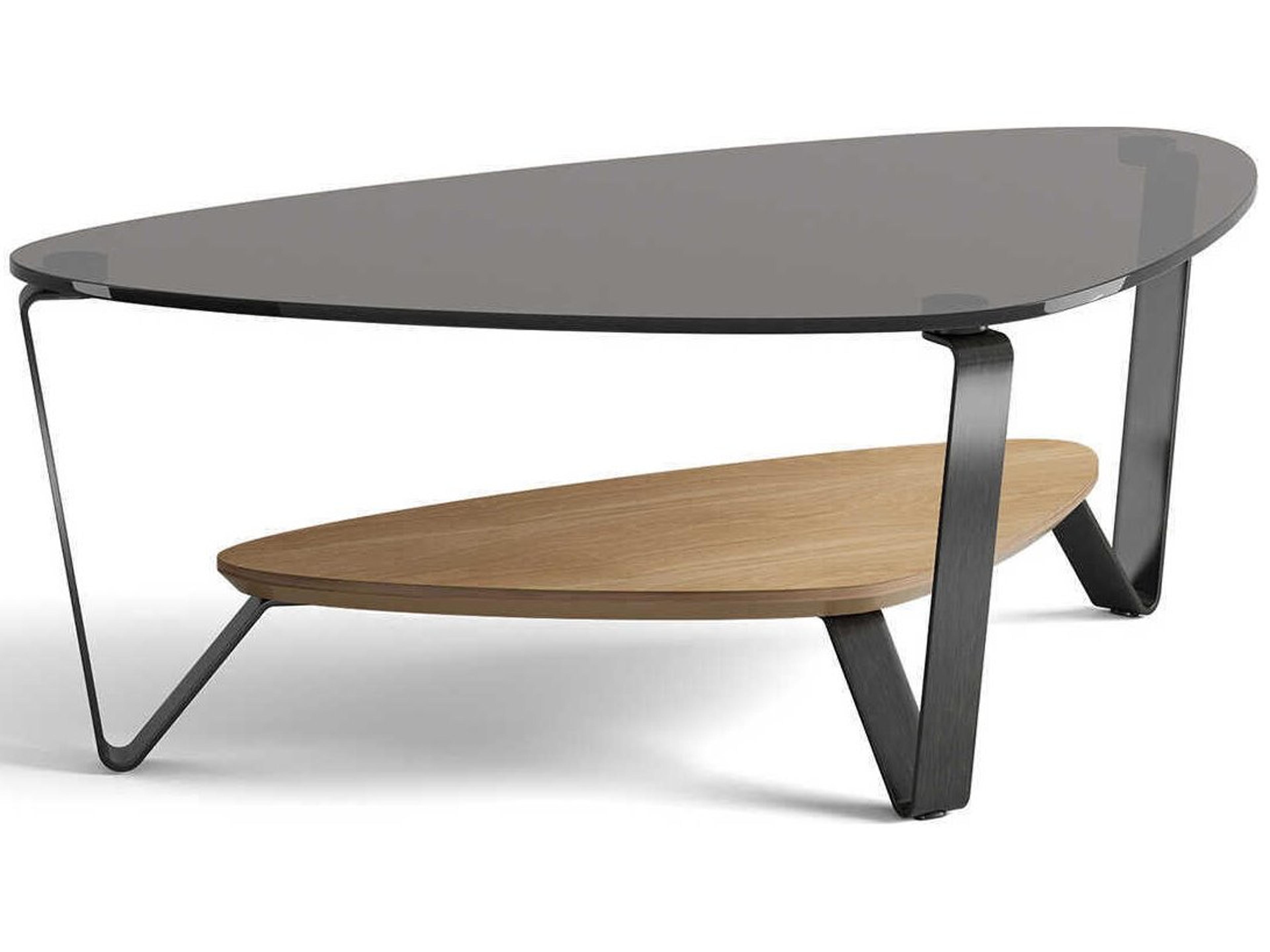 BDI Dino Glass Brushed Carbon Washed Oak Coffee Table