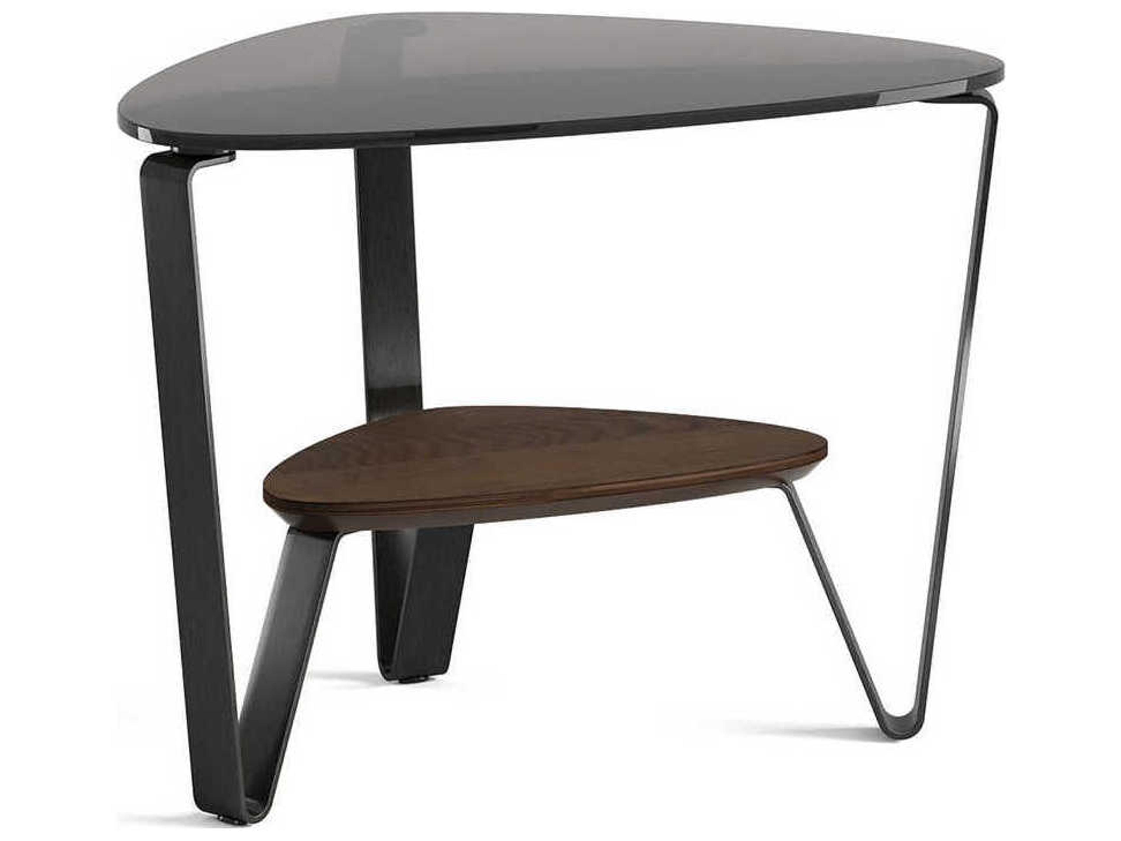 BDI Dino Glass Brushed Carbon Toasted Oak End Table