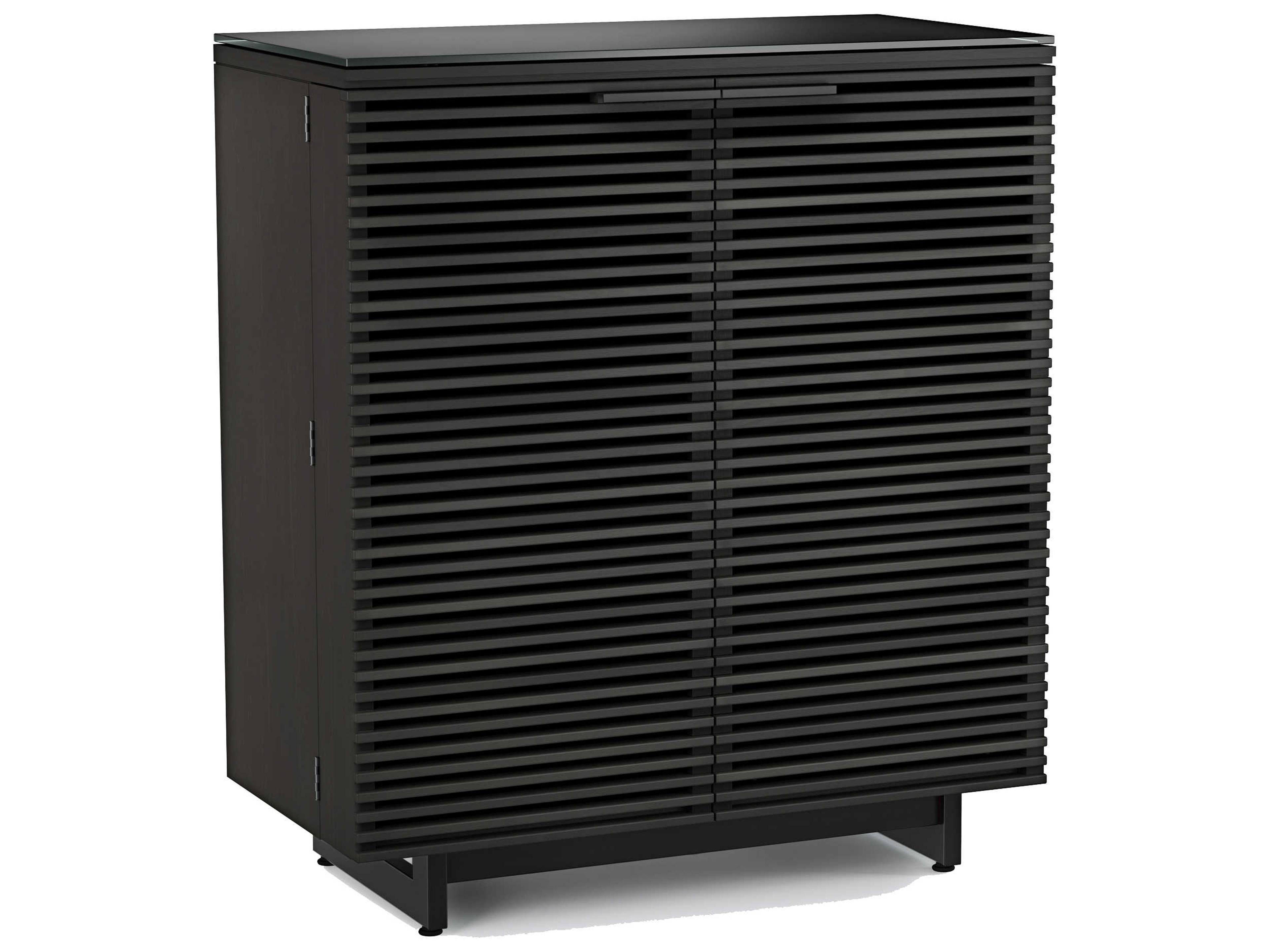 BDI Corridor Black Hardwood Charcoal Stained Ash Bar Cabinet