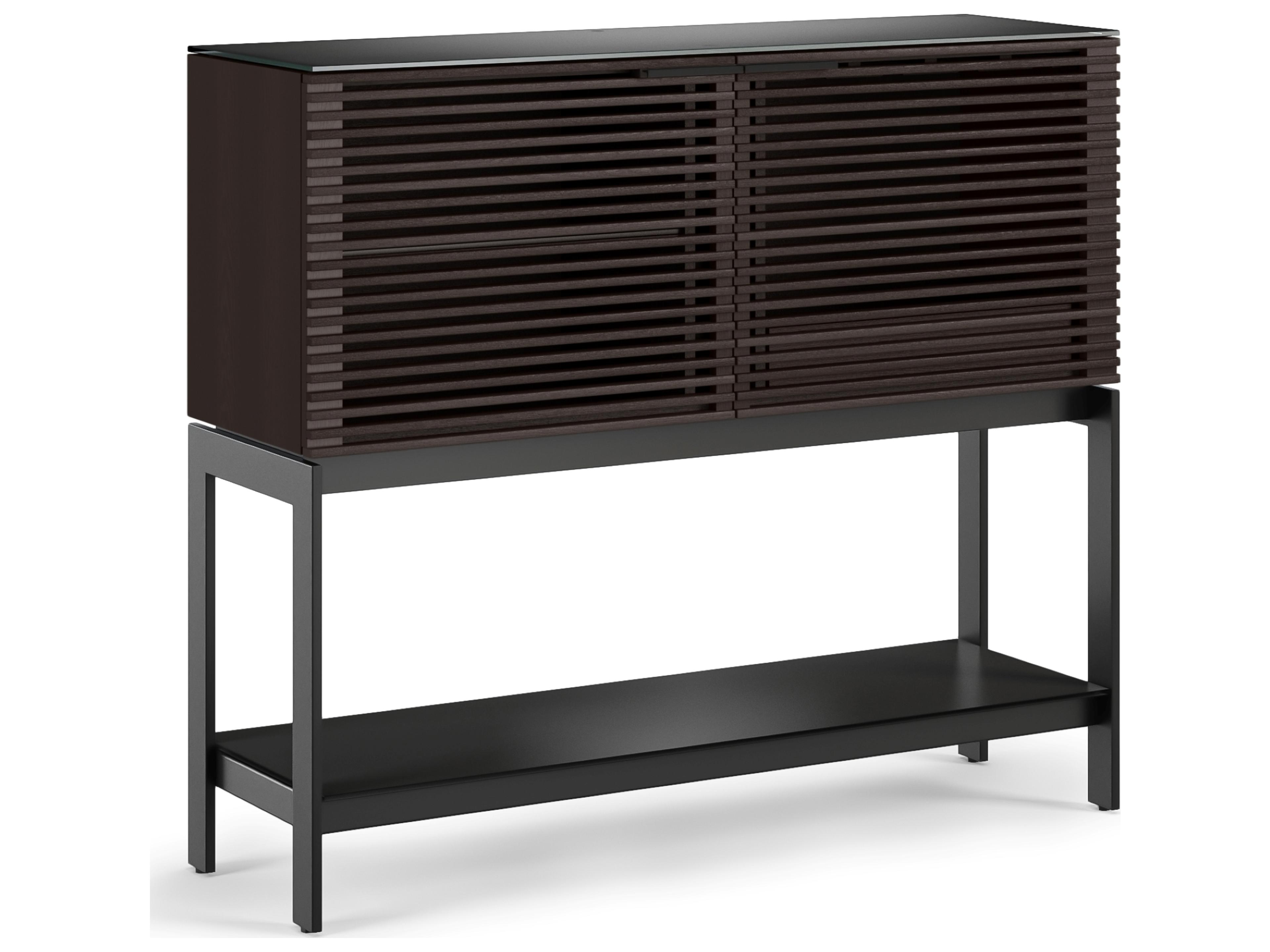 BDI Corridor Bar Brown Solid Wood Charcoal Stained Ash Black Wine Cabinet