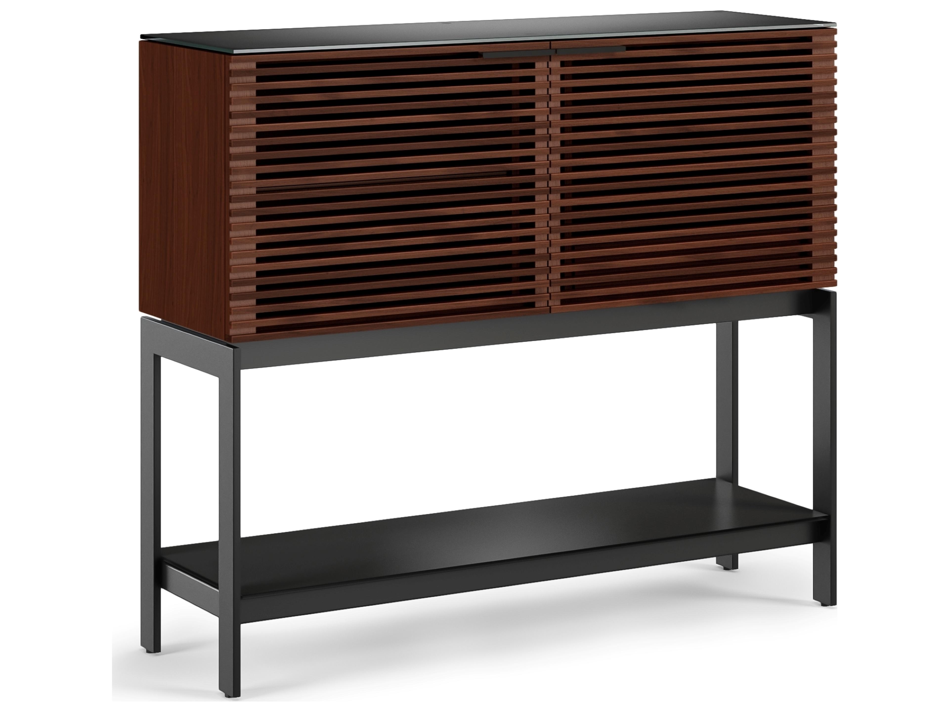 BDI Corridor Bar Brown Solid Wood Chocolate Stained Walnut Black Wine Cabinet