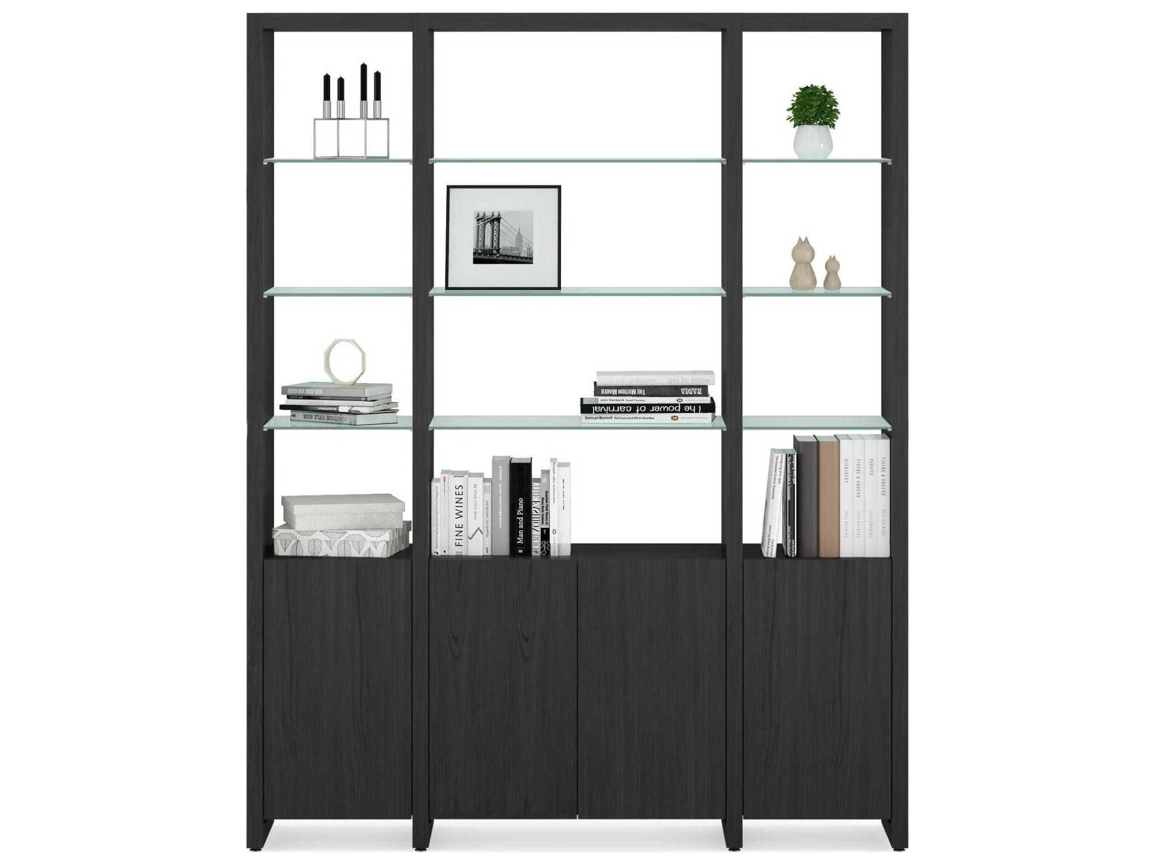 BDI Linea Shelf Charcoal Stained Ash Bookcase