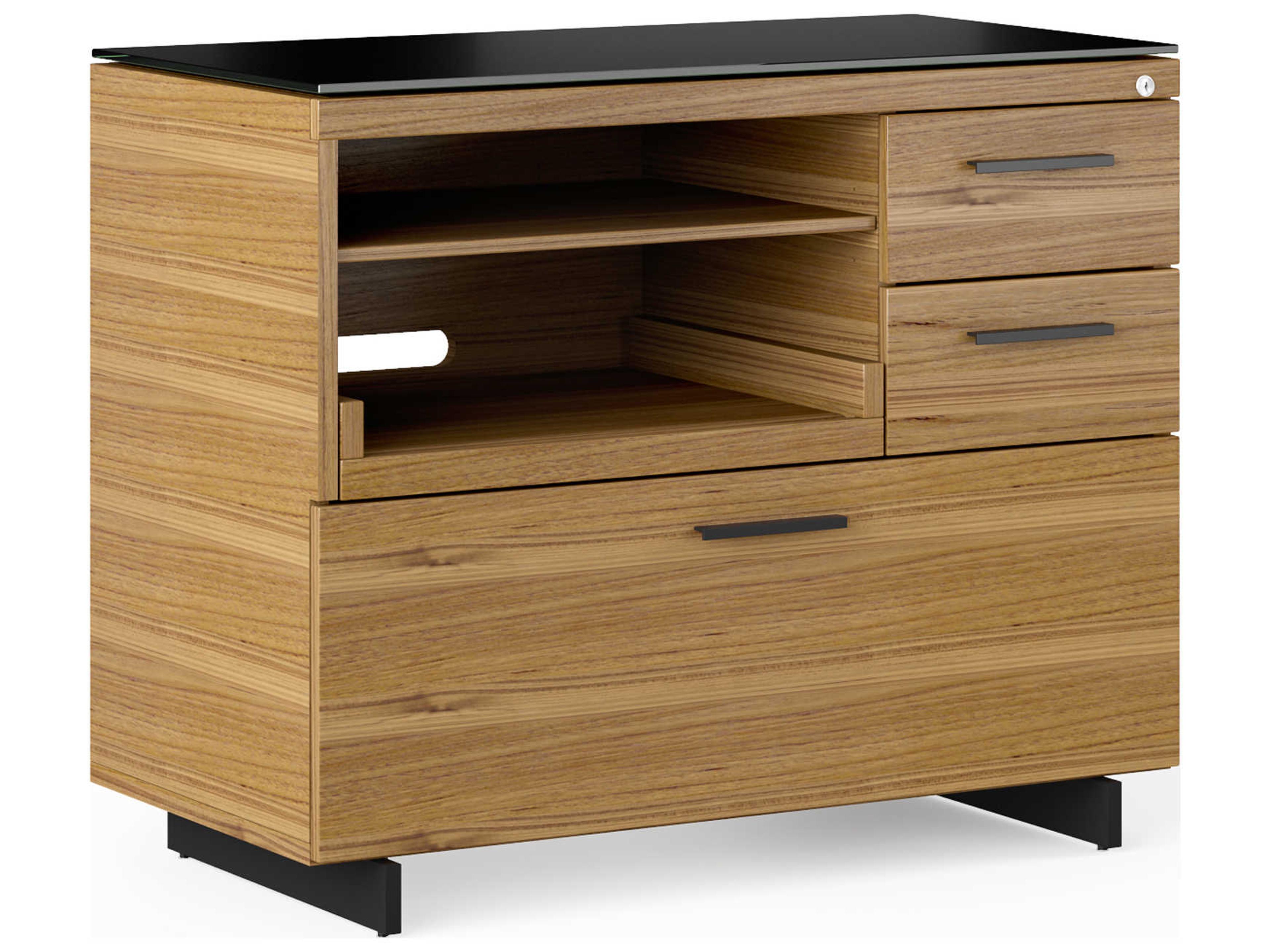 BDI Sequel Natural Walnut Black Hardwood Printer Cabinet