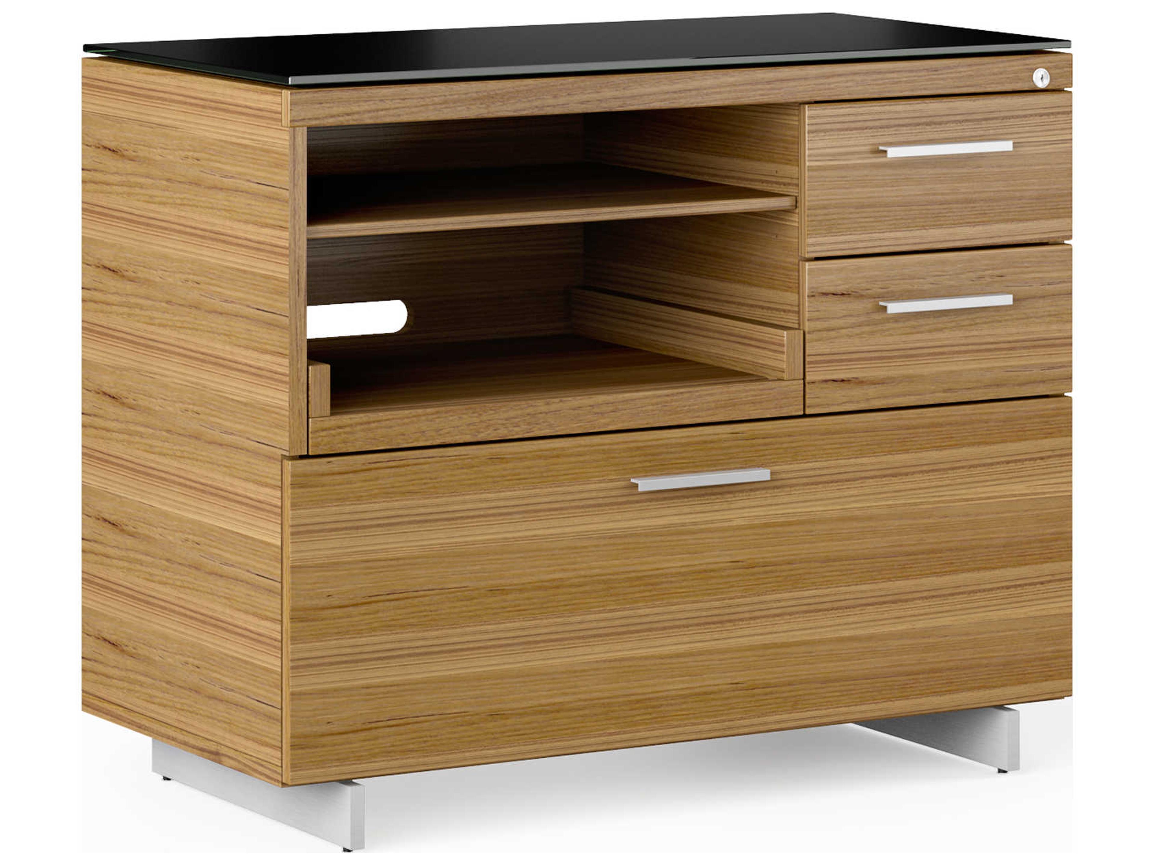 BDI Sequel Black Natural Walnut Satin Nickel Hardwood Printer Cabinet