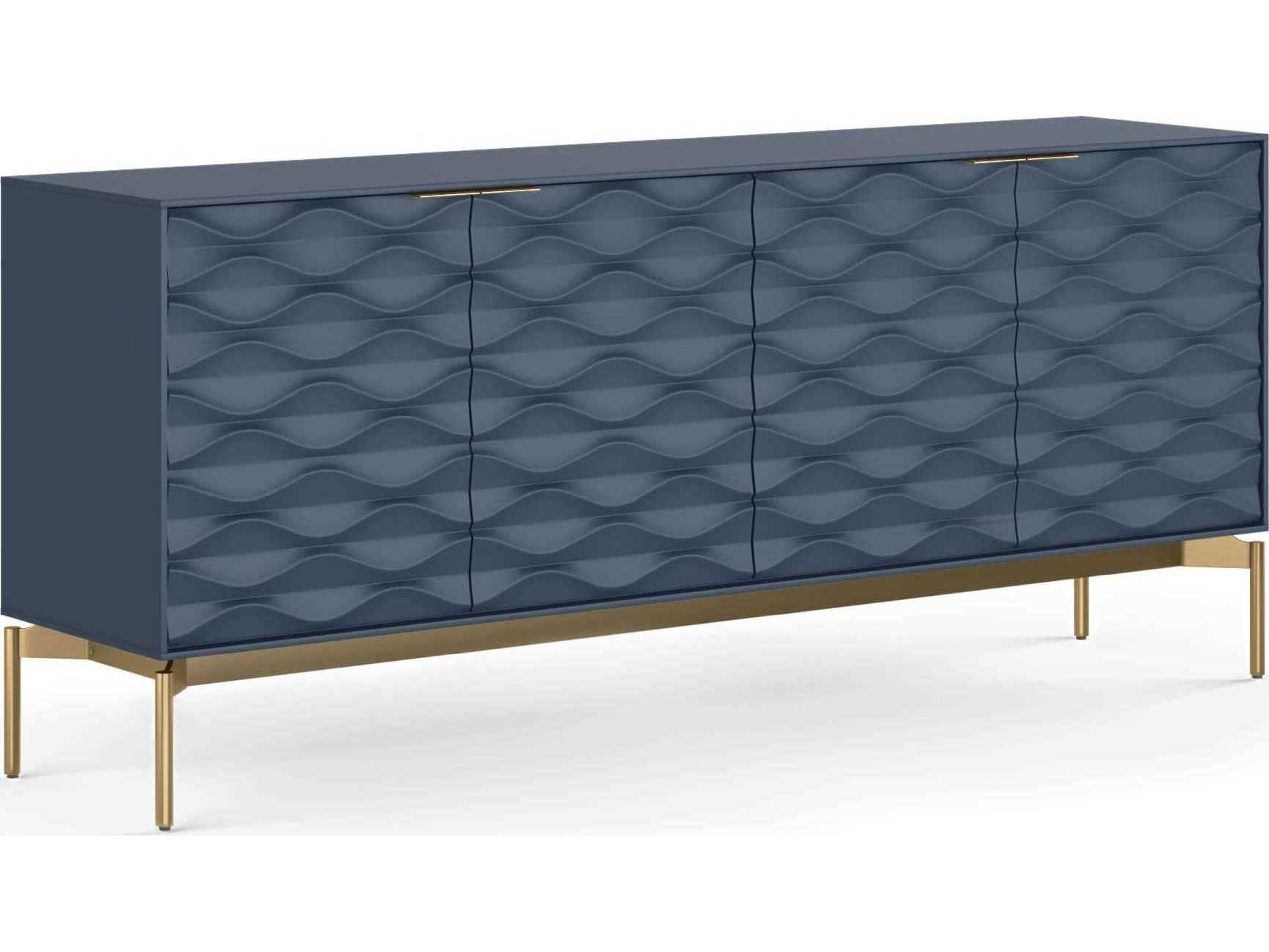 BDI Ripple 79" Ocean Brushed Brass Clear Credenza Sideboard