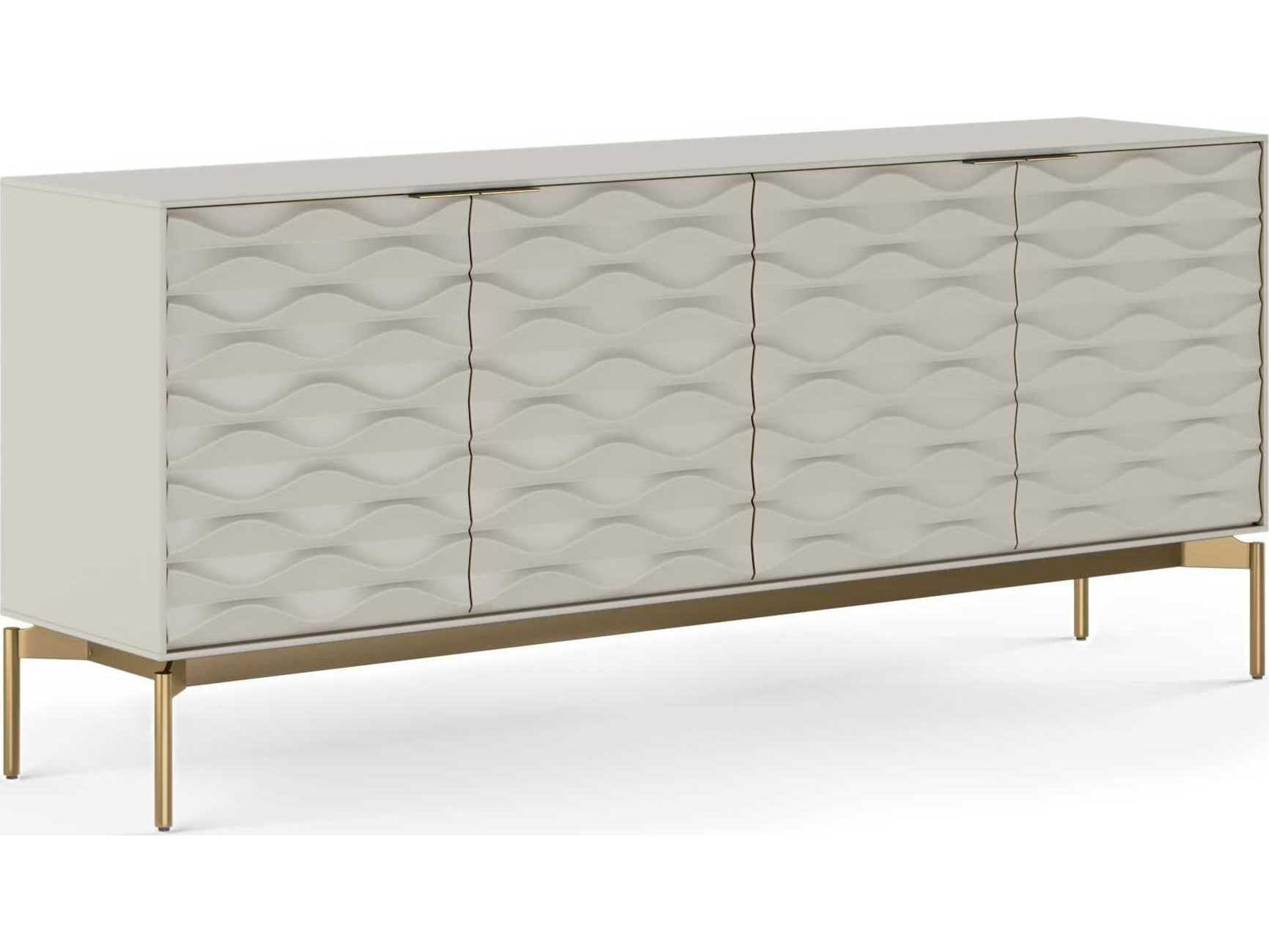 BDI Ripple 79" Stone Brushed Brass Clear Credenza Sideboard