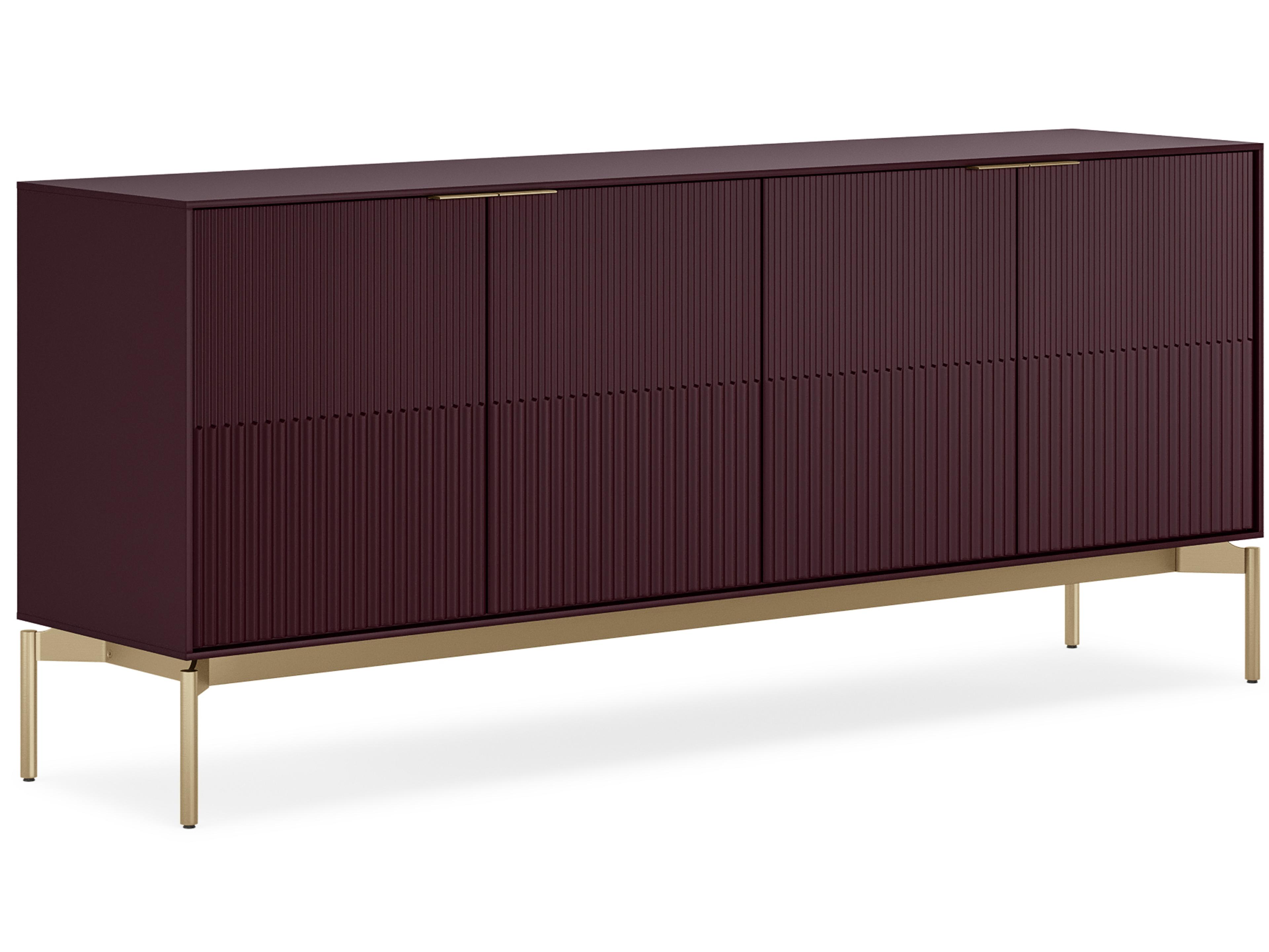BDI Zig 79" Merlot Sideboard With Brushed Brass Base