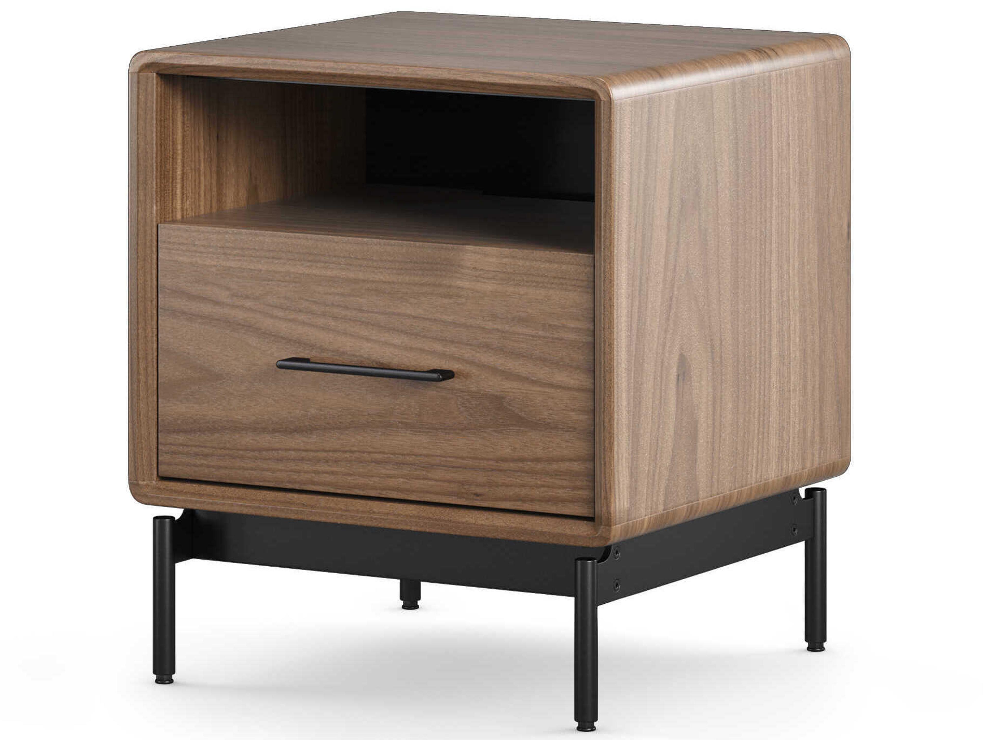 Linq Natural 1-Drawer Brown Walnut Wood Nightstand