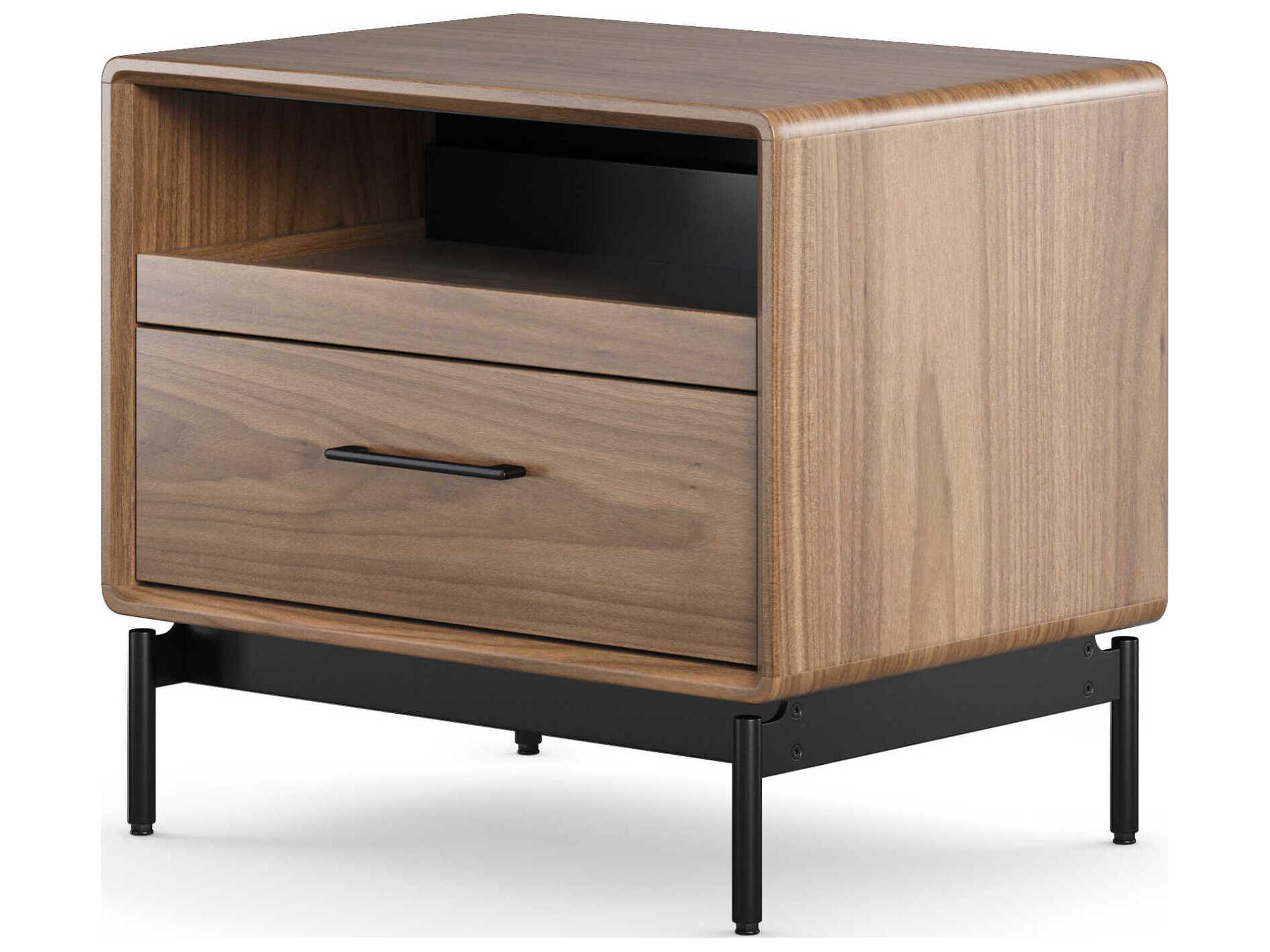Linq Natural 1-Drawer Brown Walnut Wood Nightstand
