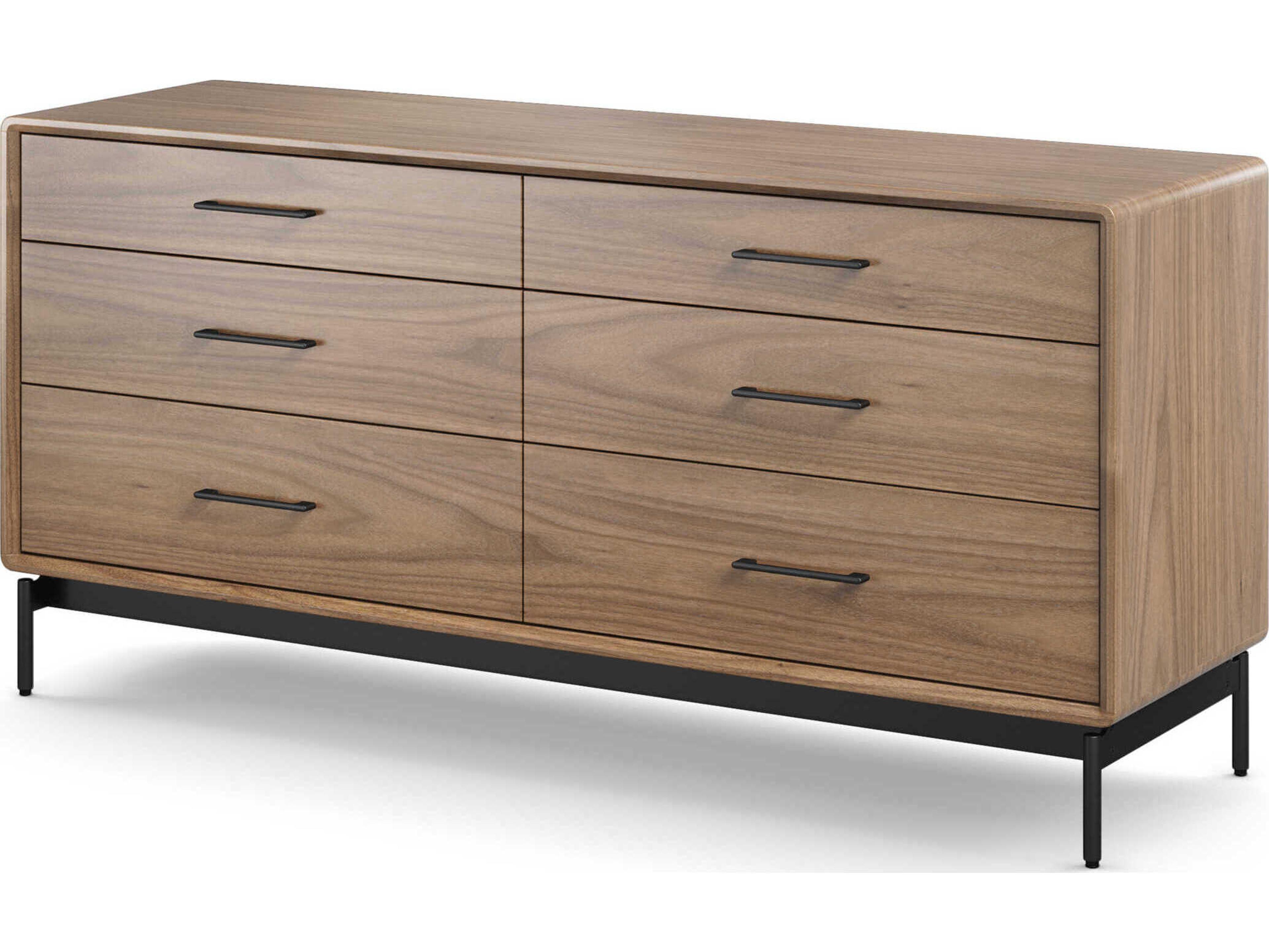 Linq 6-Drawers Brown Walnut Wood Double Dresser