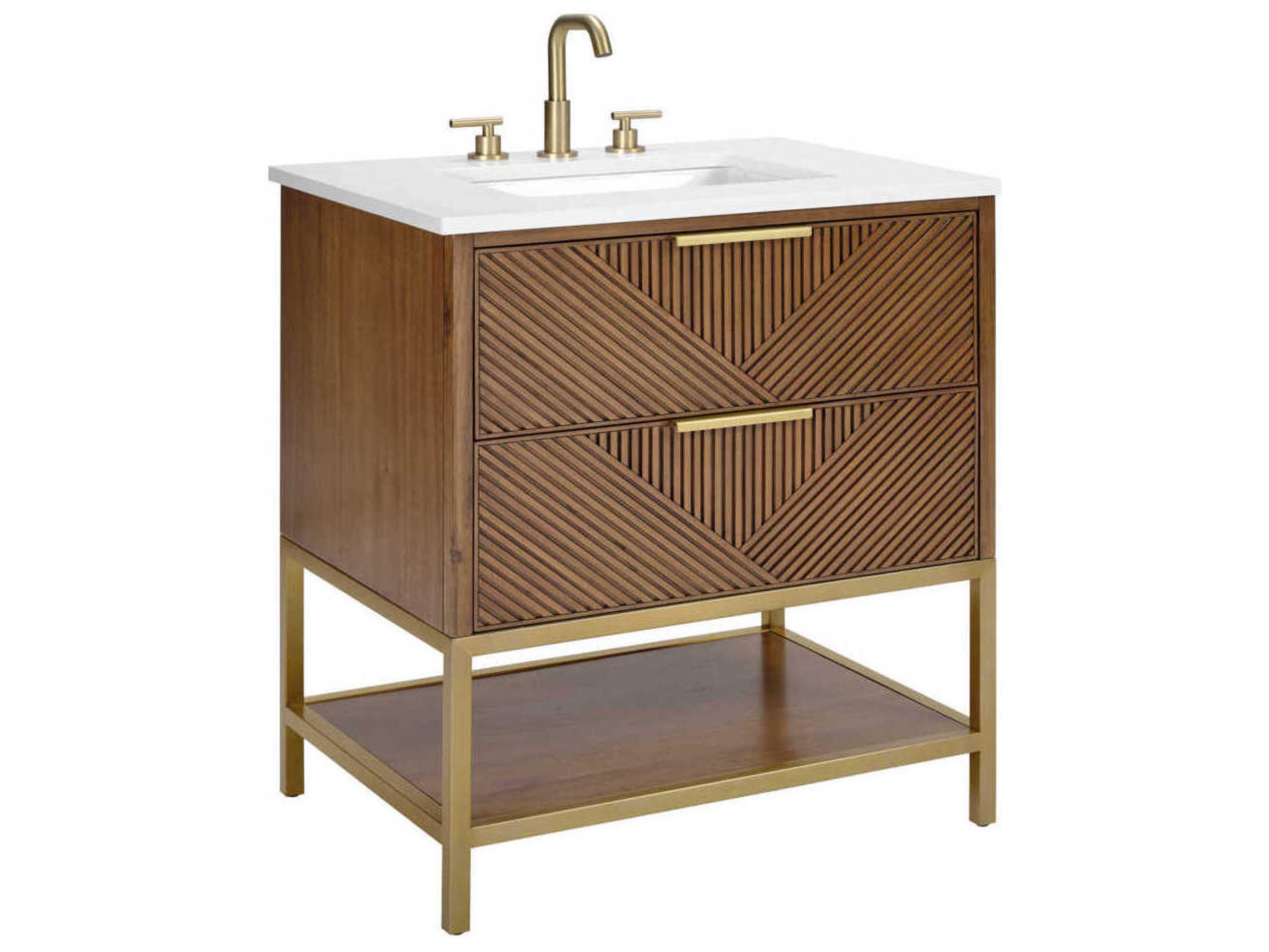 BEMMA Diamond 30" Walnut Satin Brass Vanity