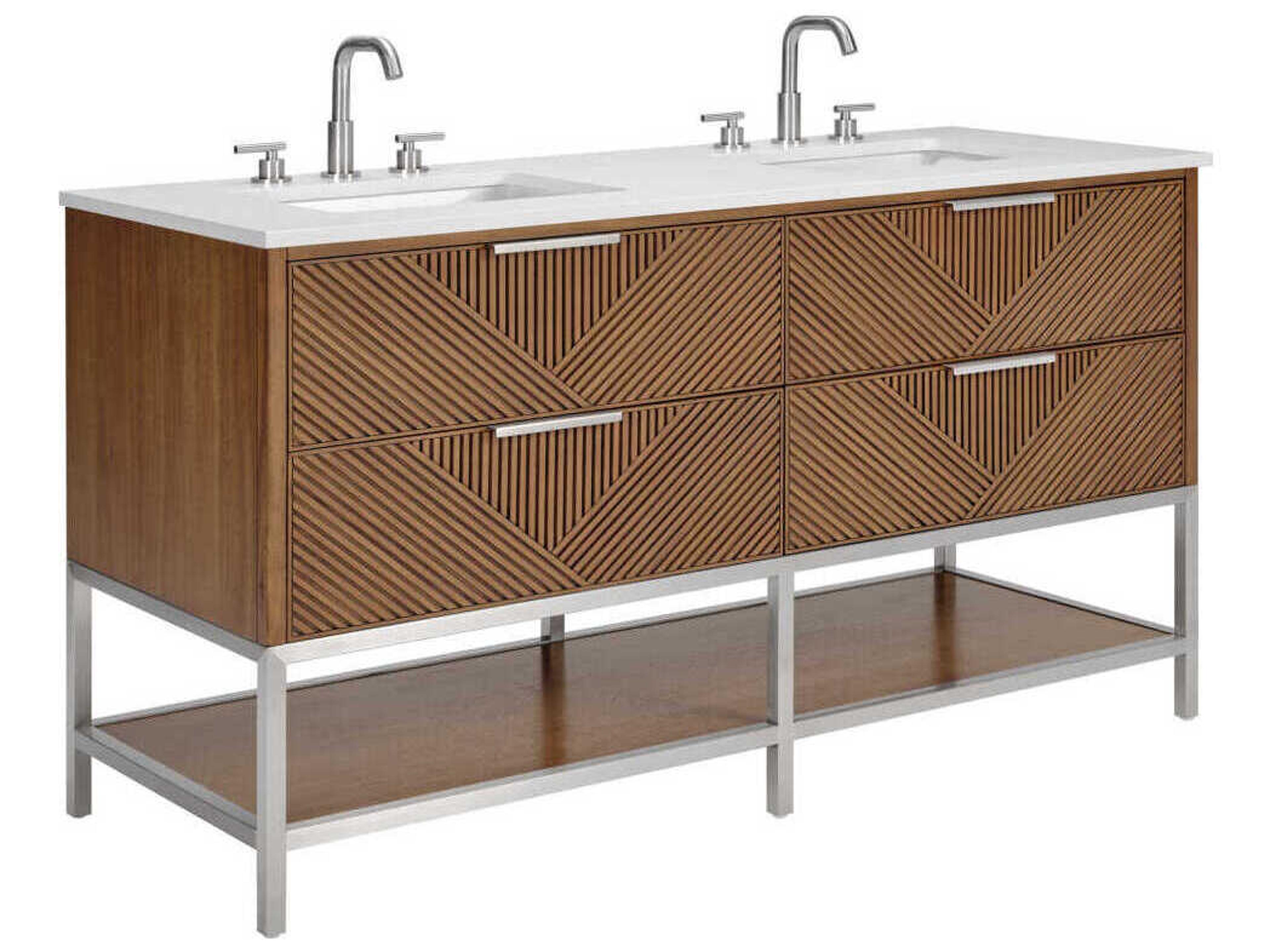 BEMMA Diamond 60" Walnut Brushed Nickel Vanity
