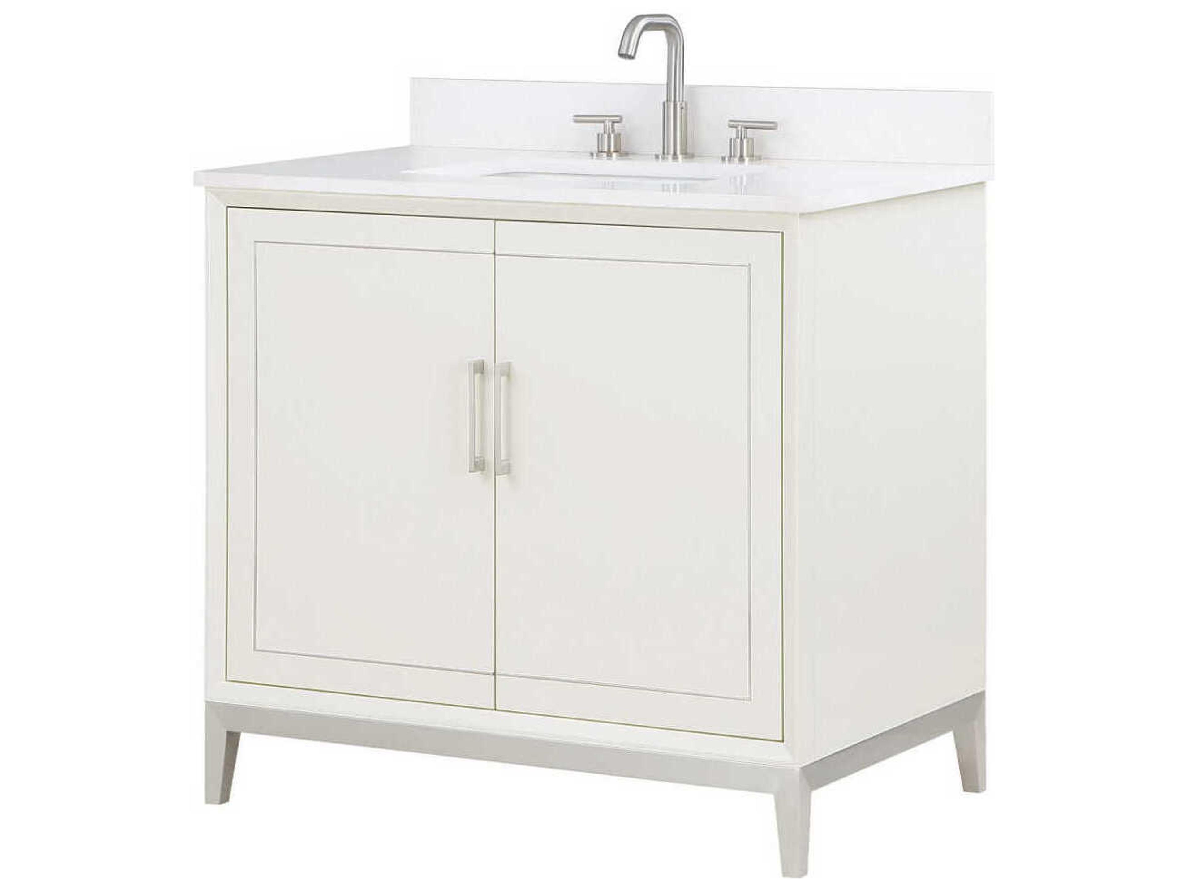 Gracie 36" Satin White Brushed Nickel Vanity
