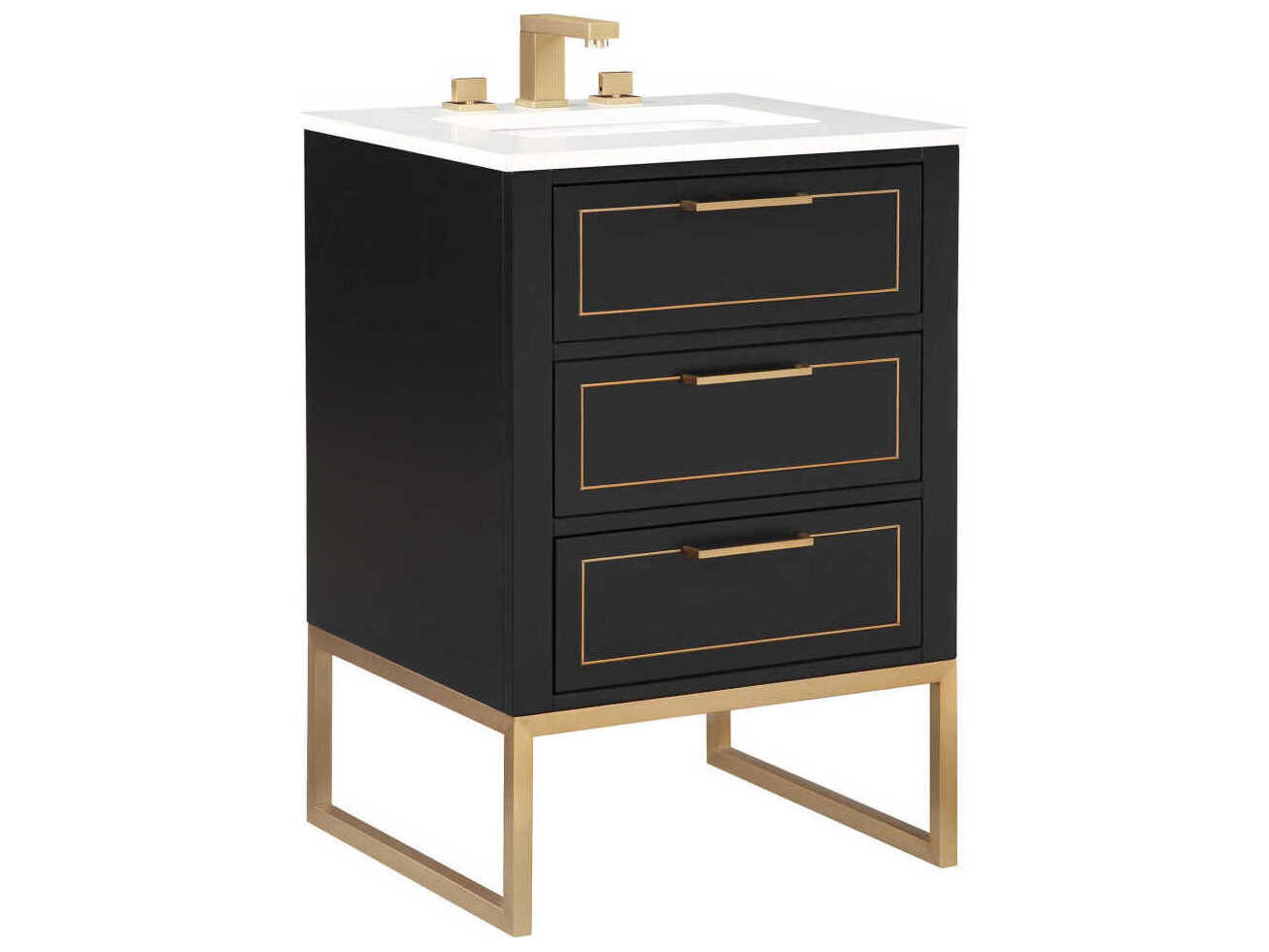 BEMMA Markham 24" Midnight Black Satin Brass Vanity
