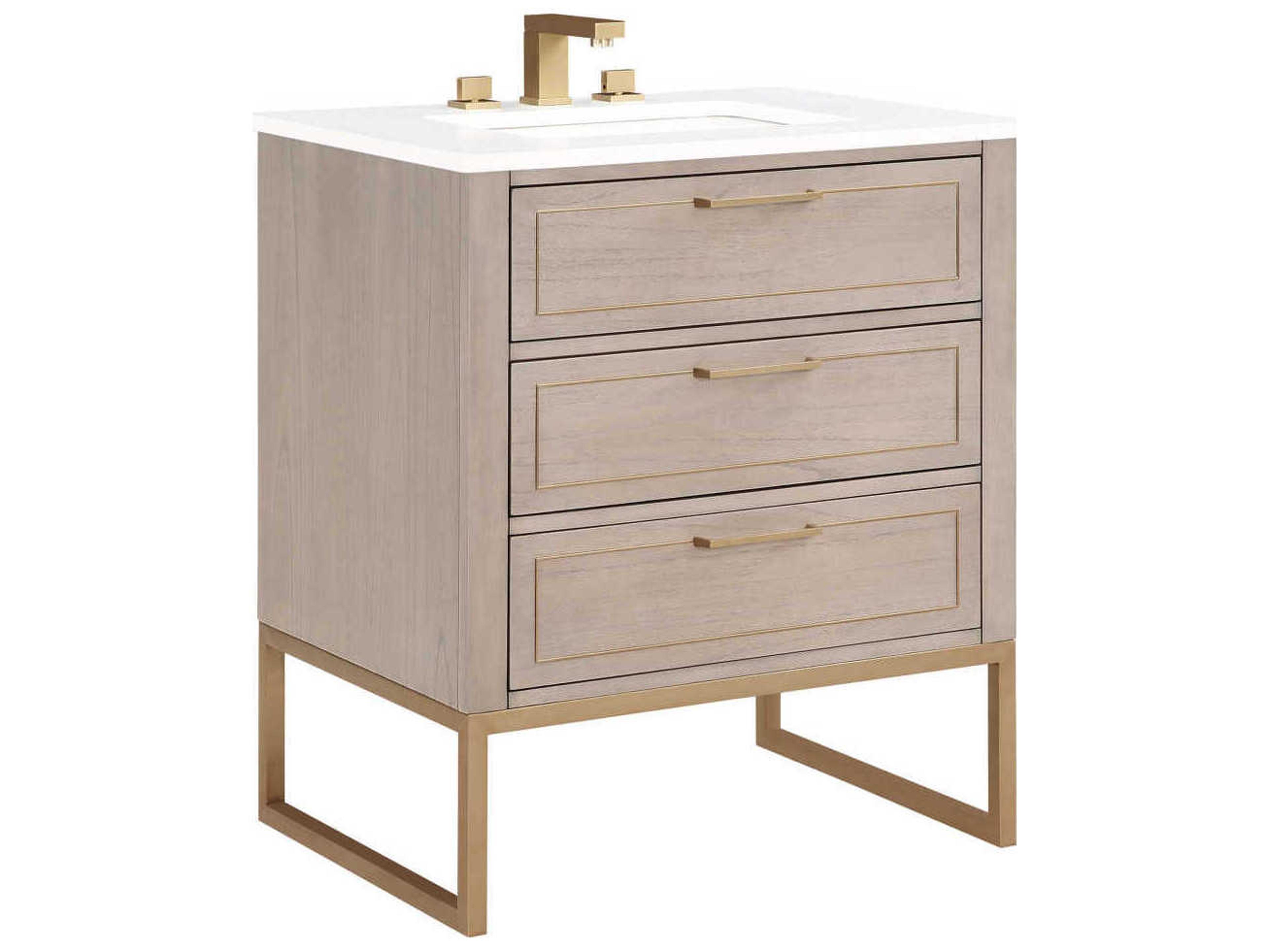 BEMMA Markham 30" Cashmere Grey Satin Brass Vanity