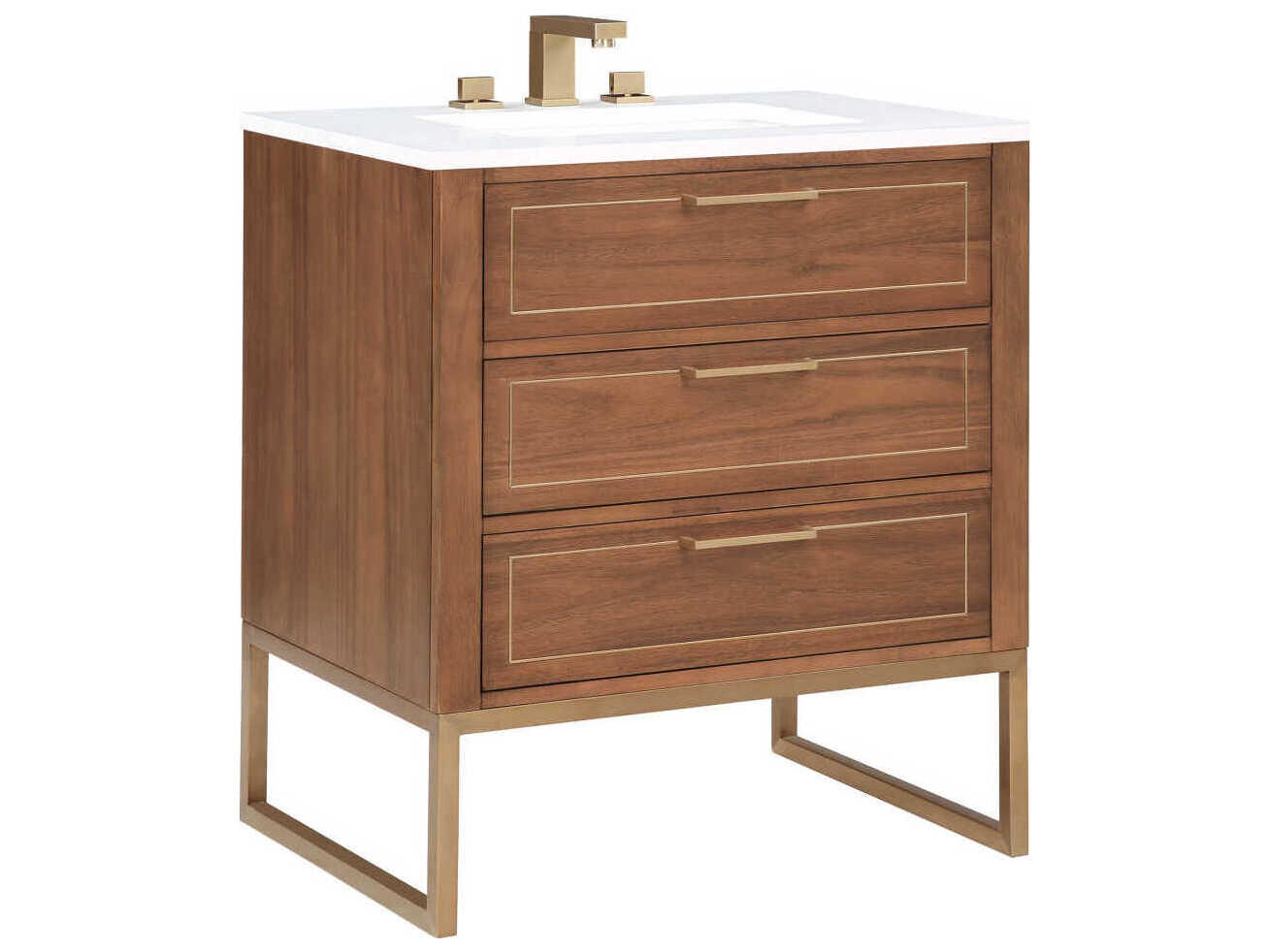 BEMMA Markham 30" Walnut Satin Brass Vanity