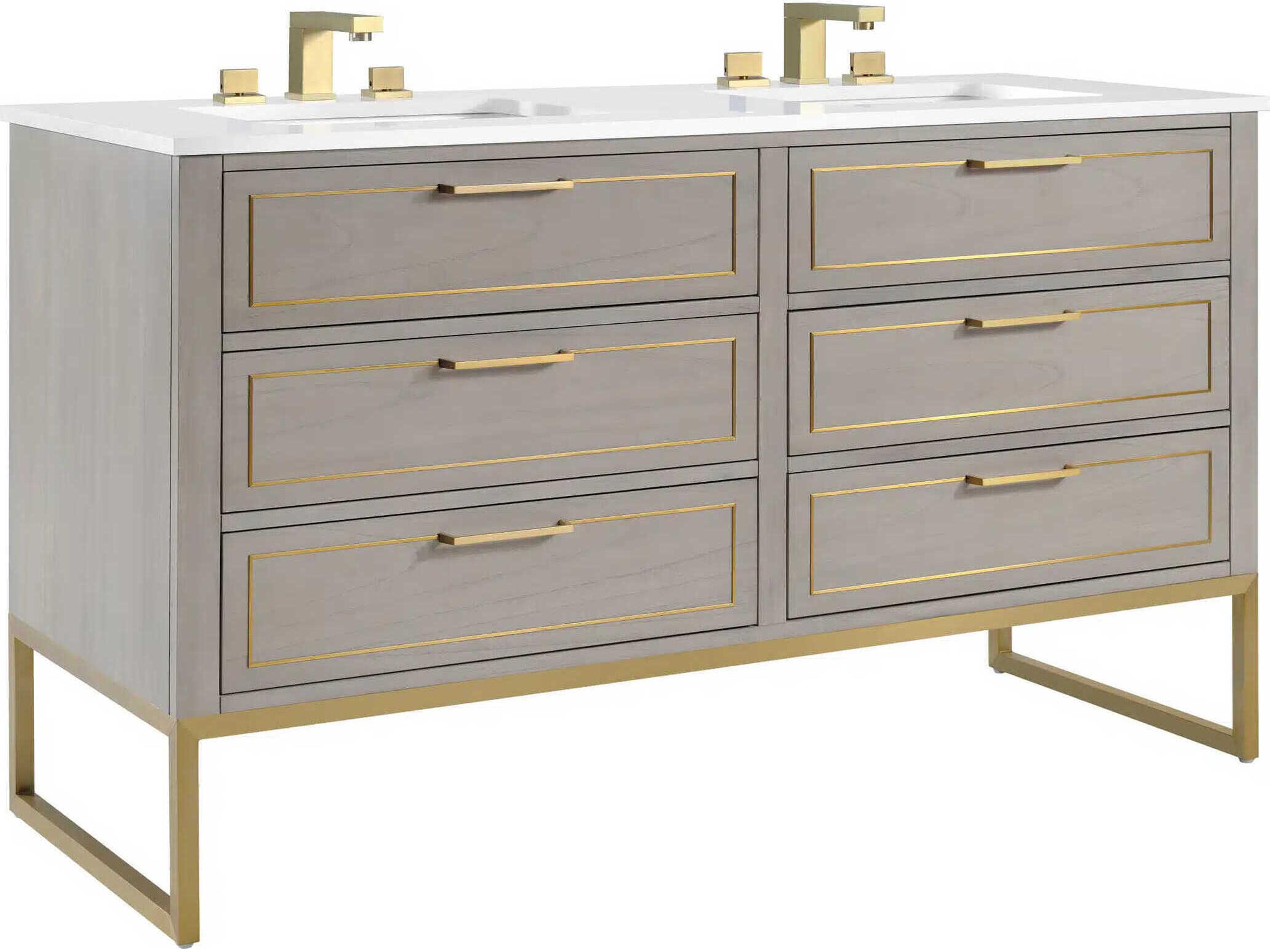 BEMMA Markham 60" Cashmere Grey Satin Brass Vanity