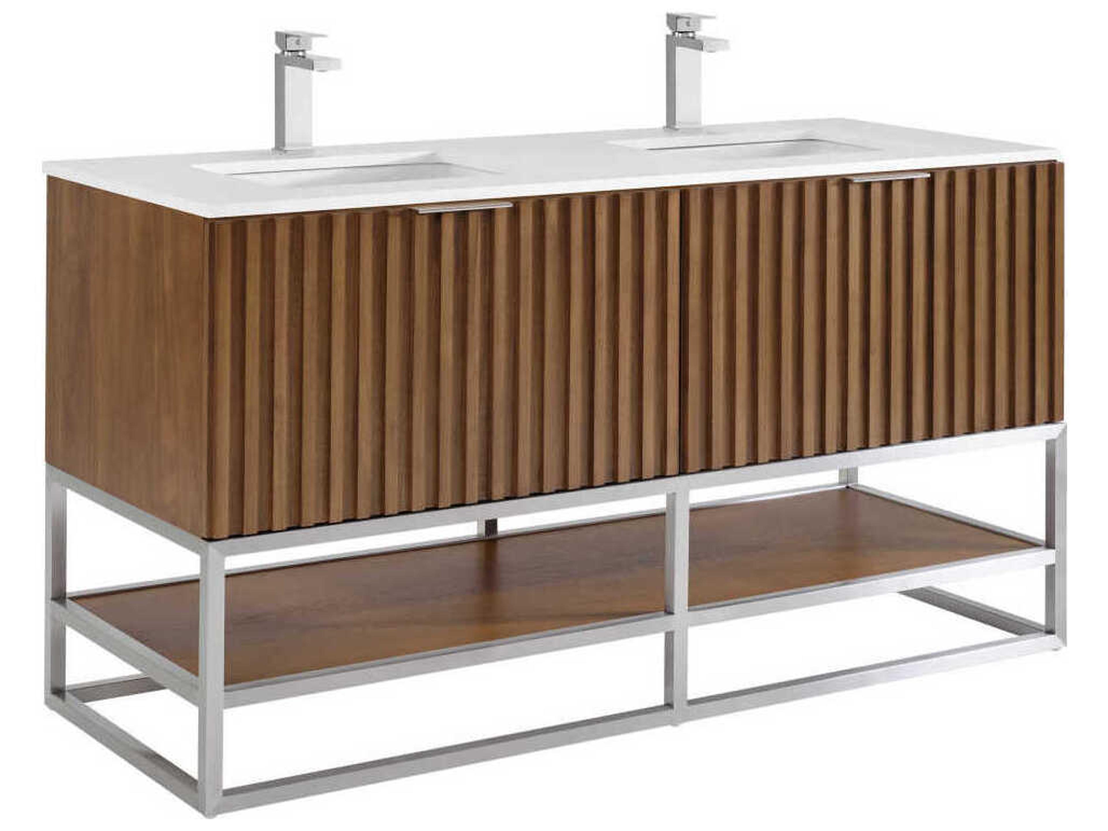 BEMMA Terra 60" Walnut Brushed Nickel Vanity