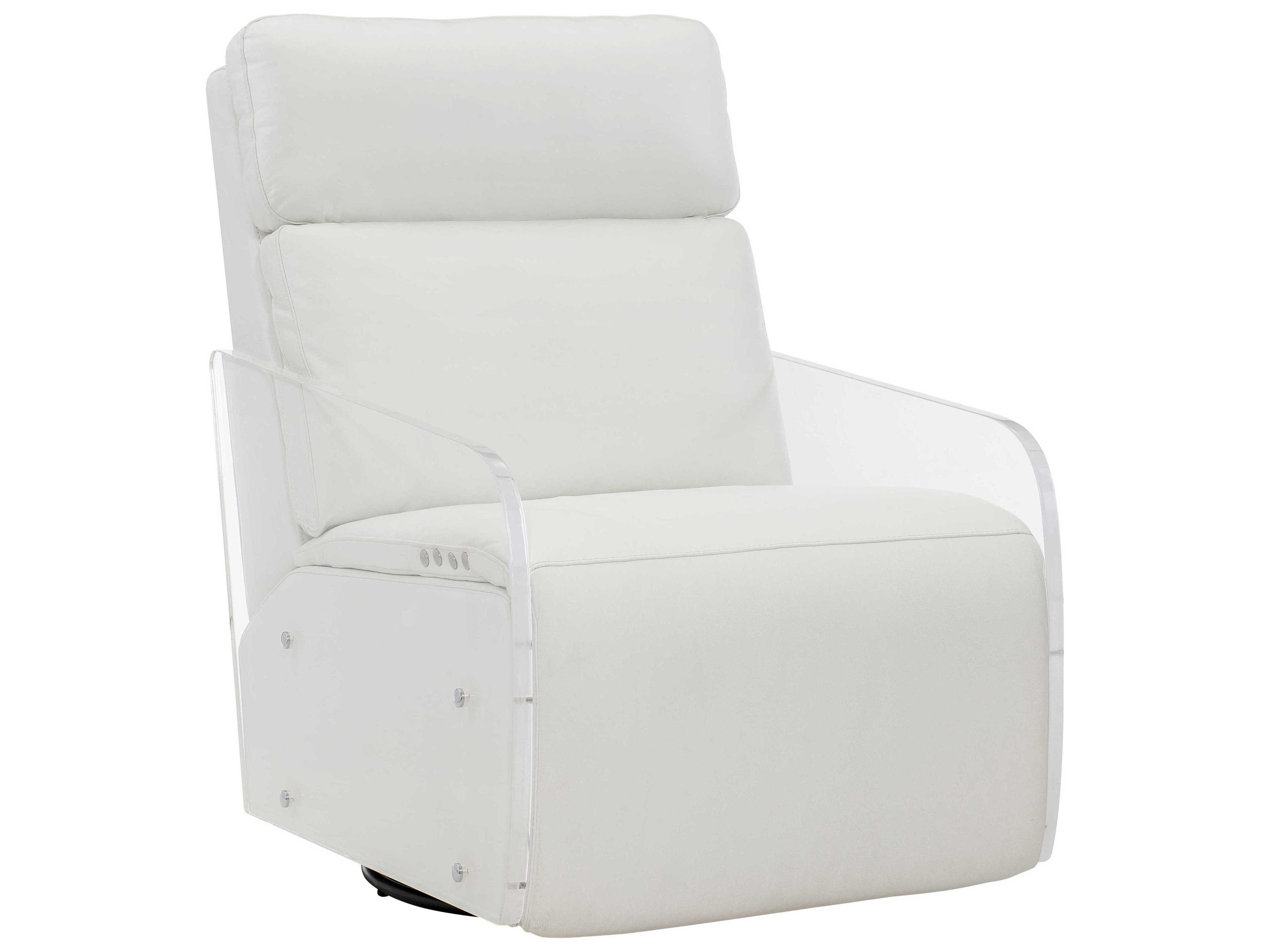 Bernhardt Living Parc White Clear Leather Recliner