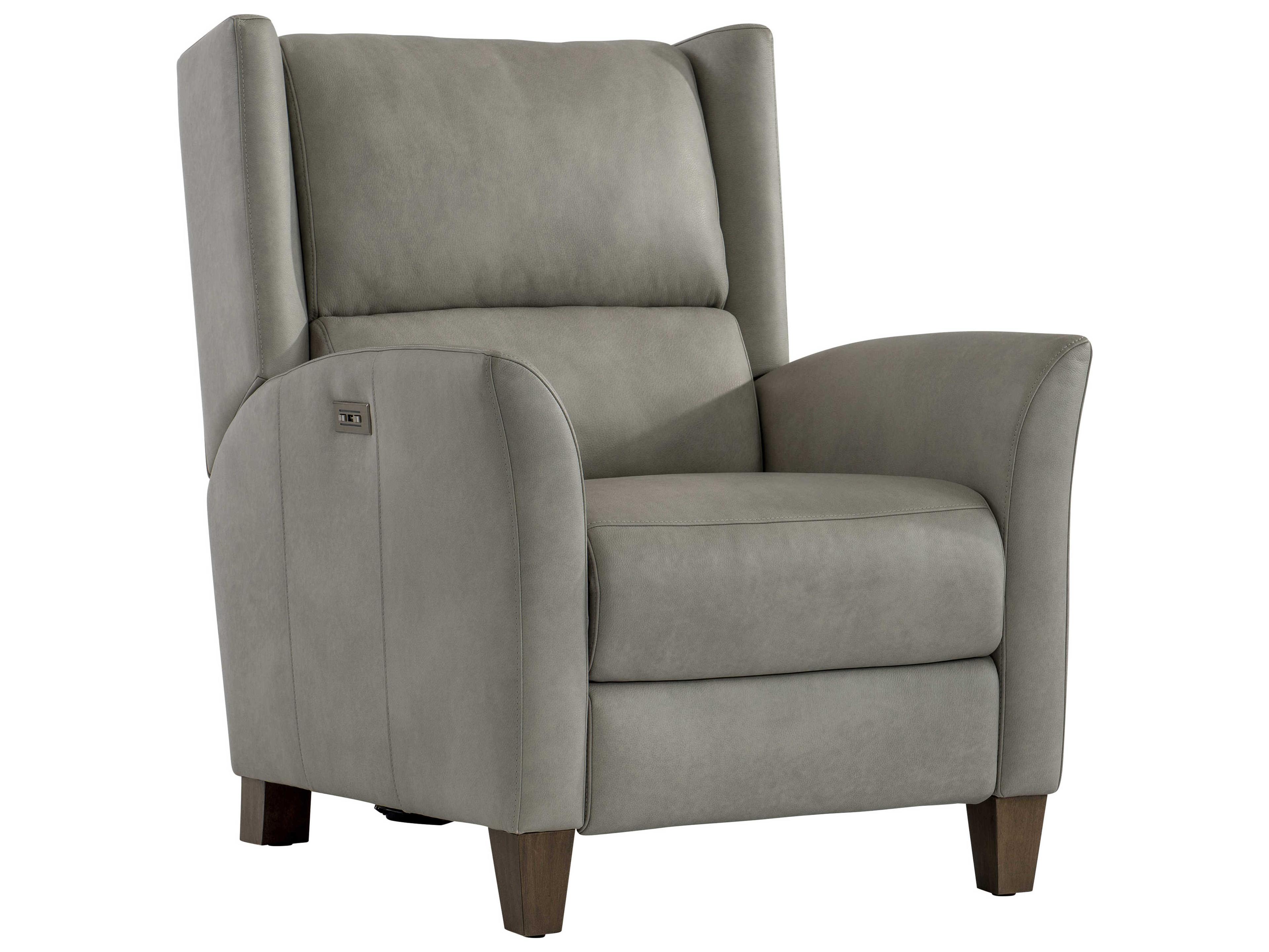 Bernhardt Weller Power Motion Gray Leather Recliner