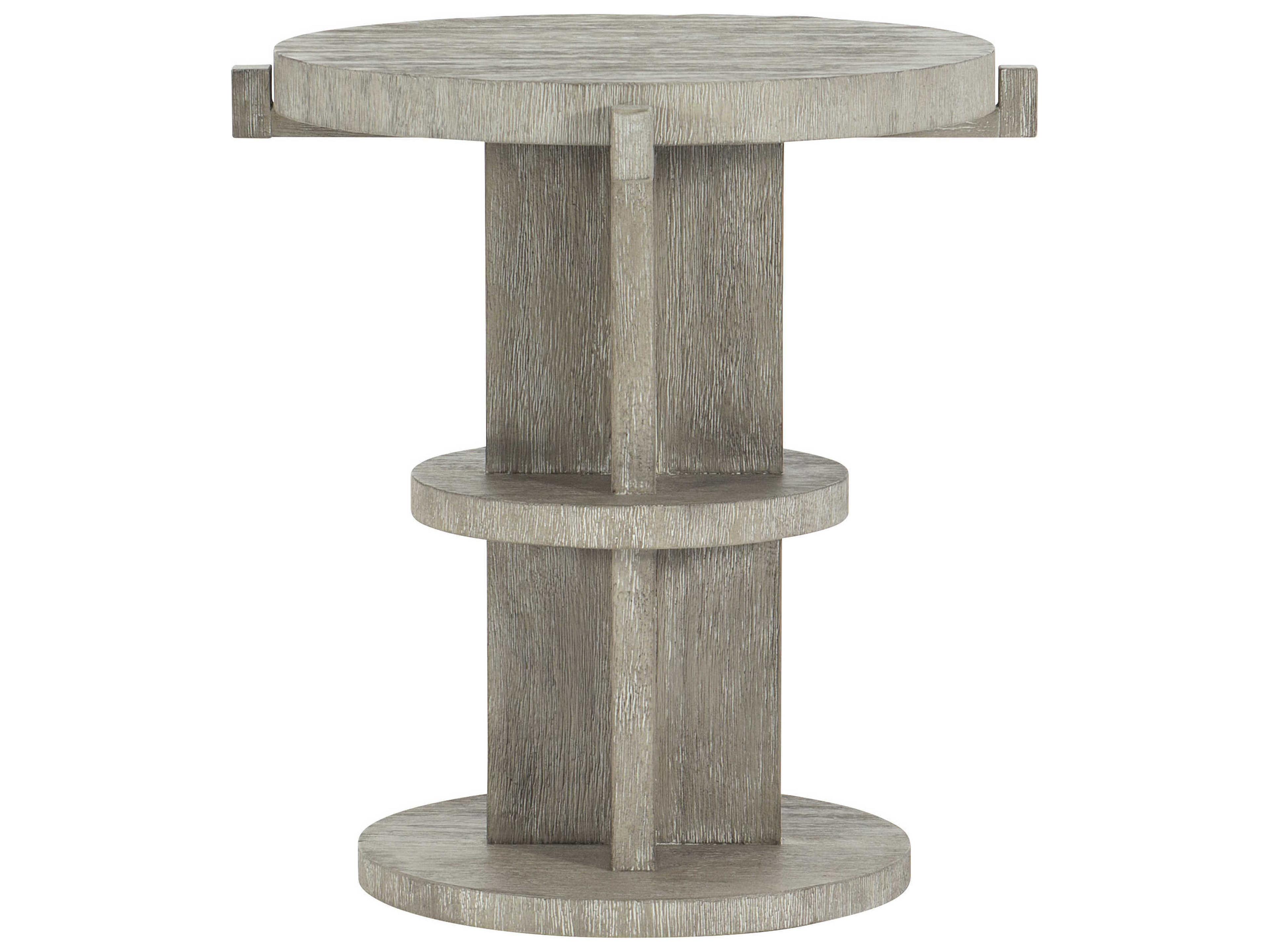 Bernhardt Foundations Round Wood Light Shale End Table