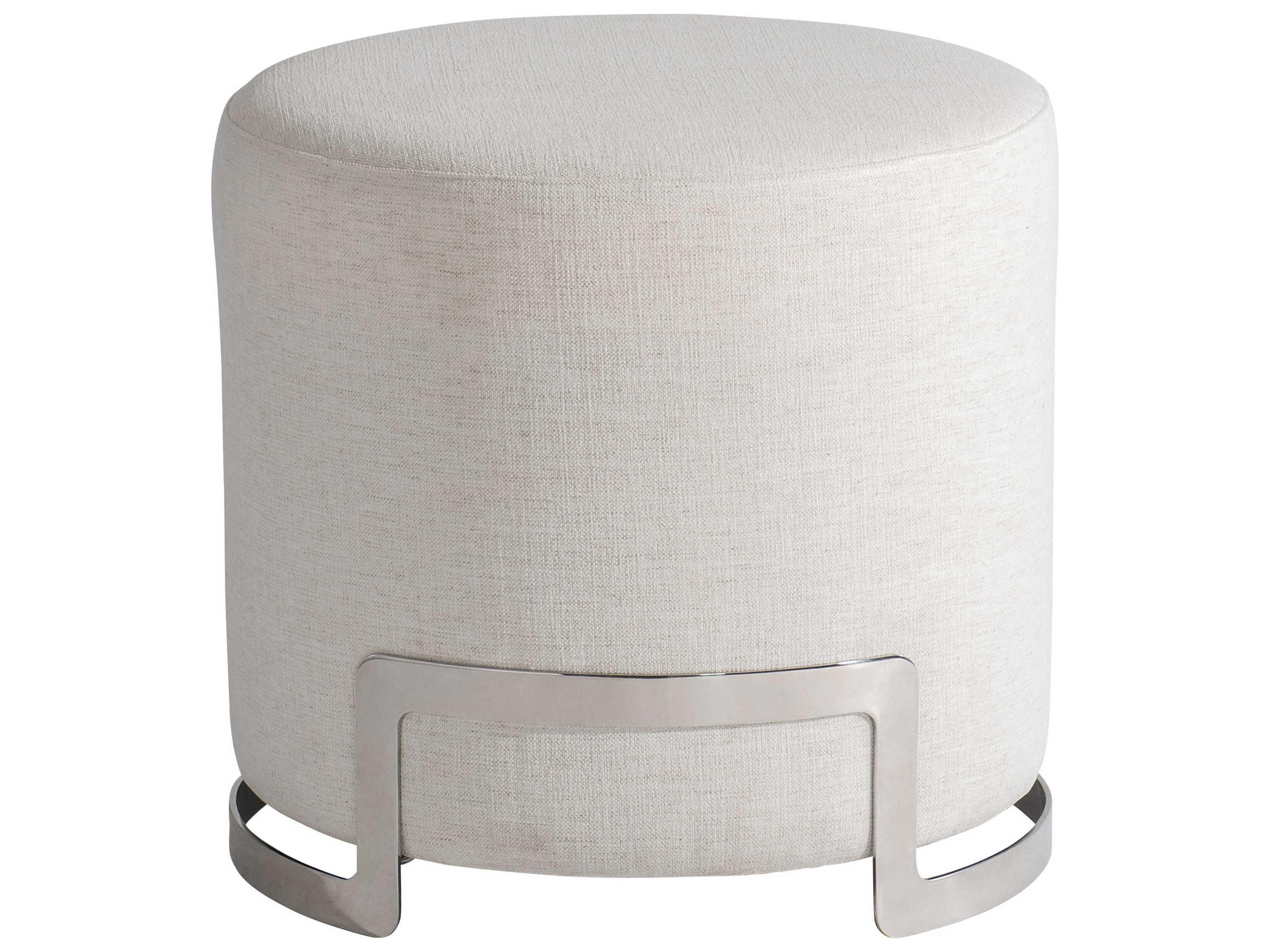 Bernhardt Modulum Polished Stainless Steel White Upholstered Accent Stool