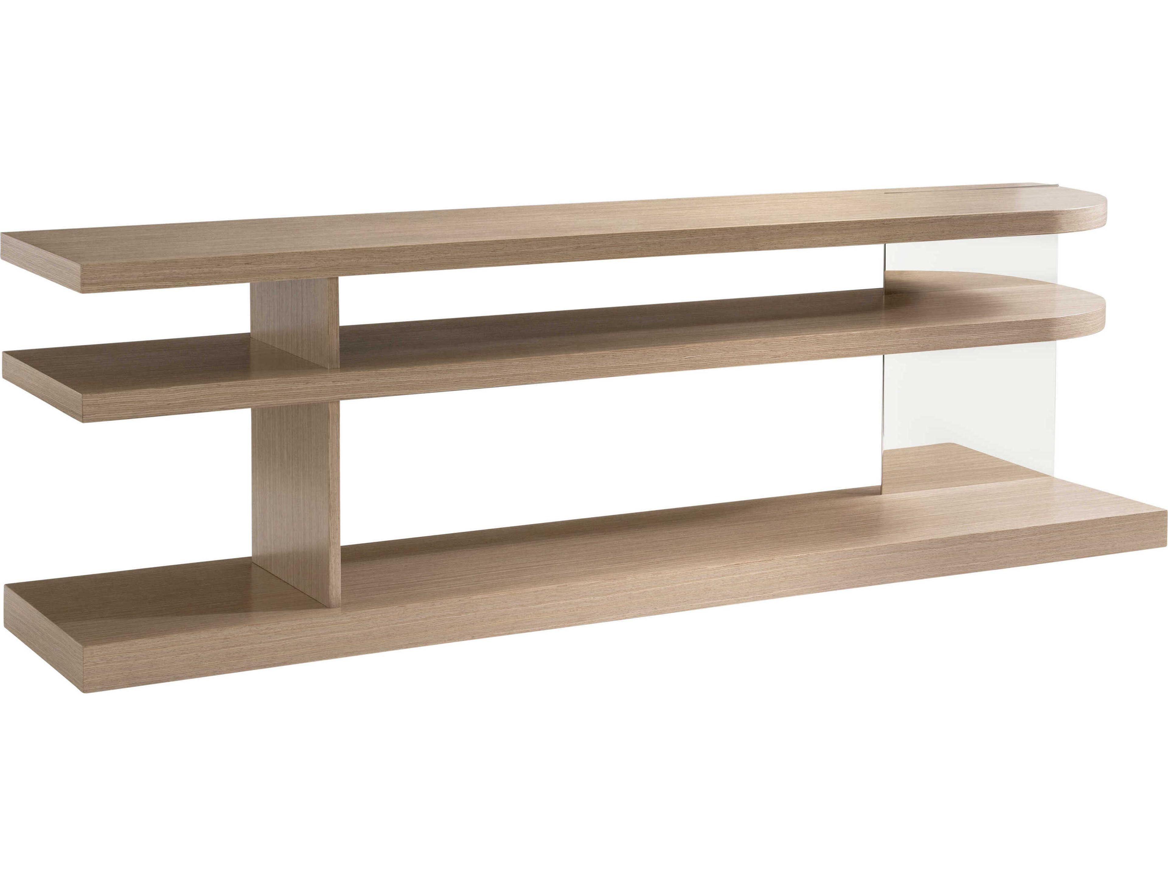 Bernhardt Modulum Rectangular Wood Sahara Polished Stainless Steel Console Table