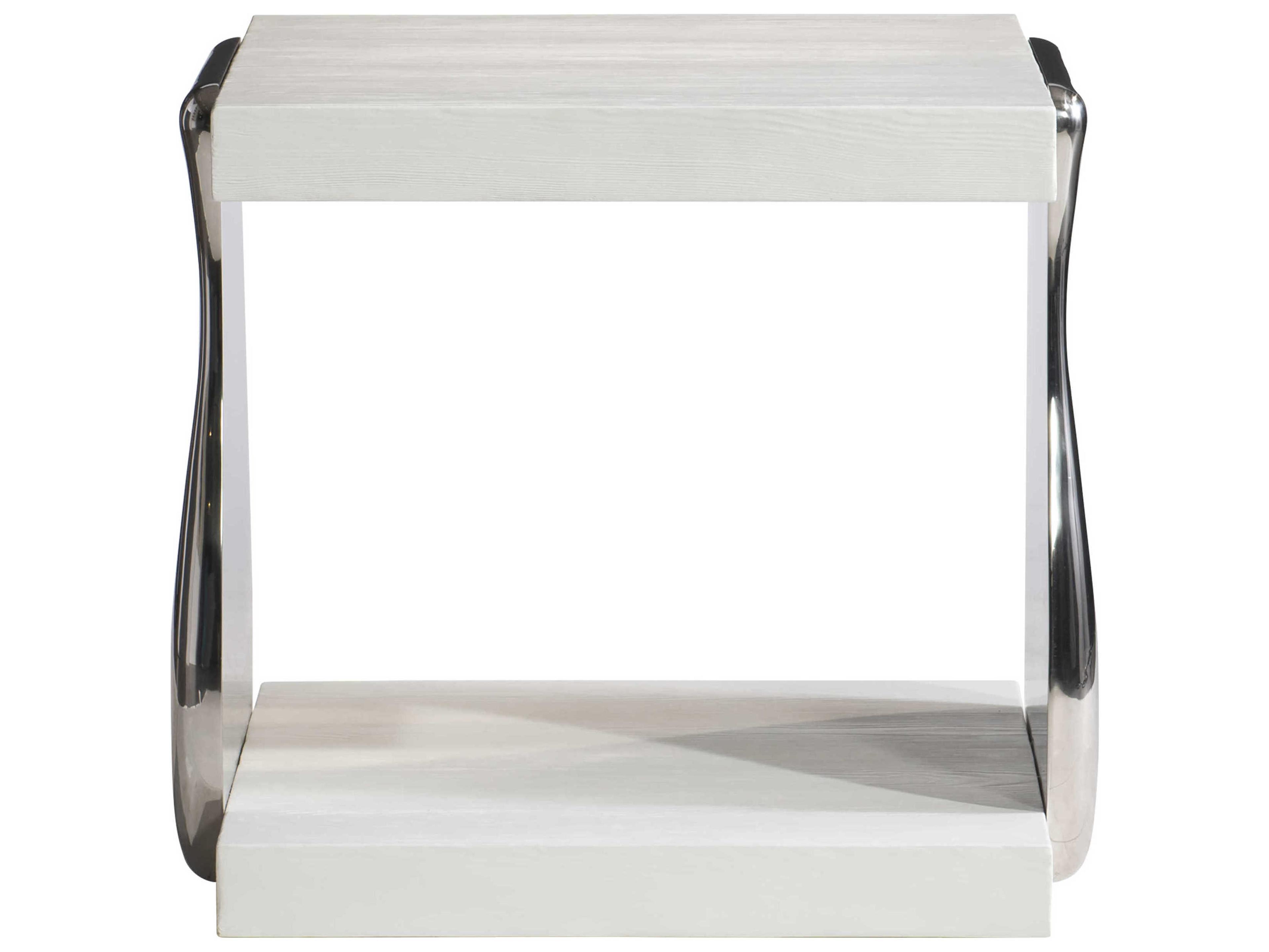 Bernhardt Interiors Yuma Rectangular Wood Azucar Polished Stainless Steel End Table