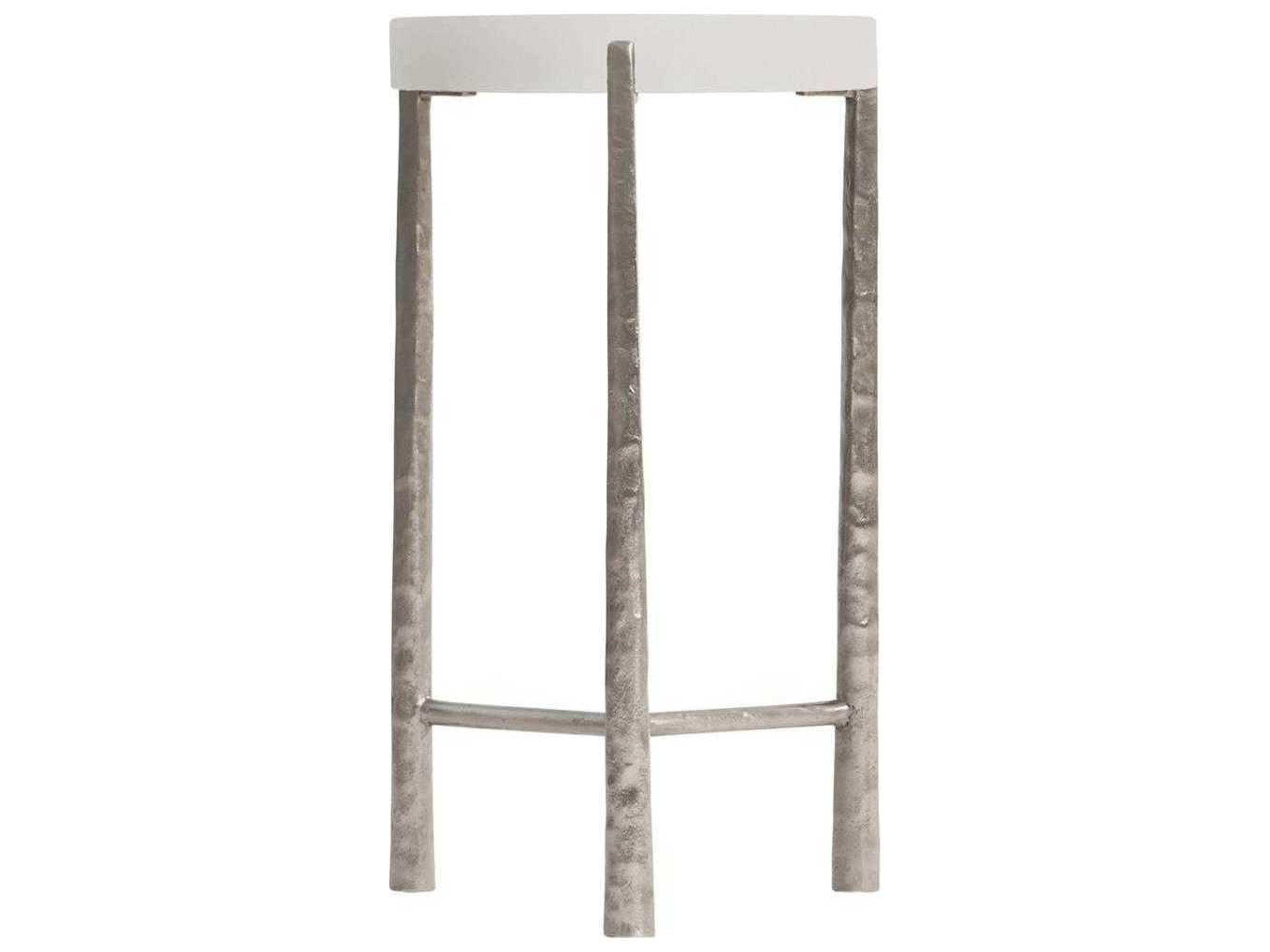 Bernhardt Aventura Round Wood Tusk Frosted Nickel Accent Table