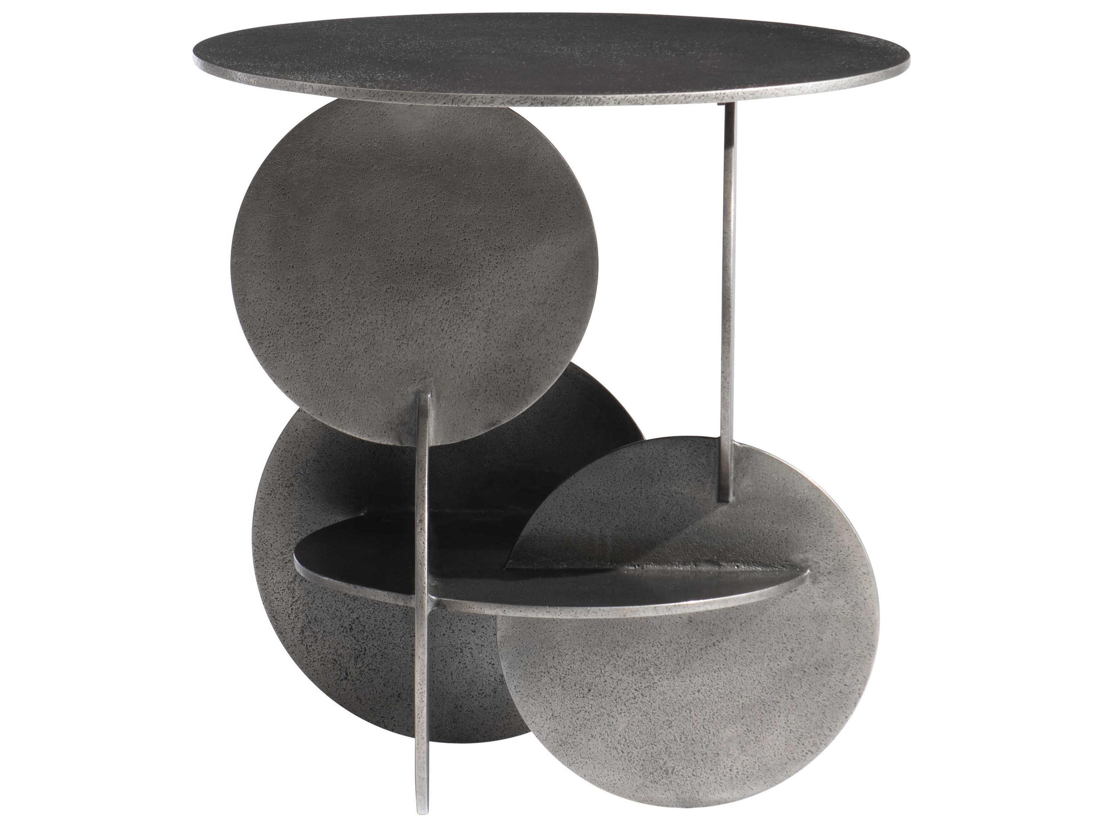 Bernhardt Interiors Tribus Round Metal Graphite End Table