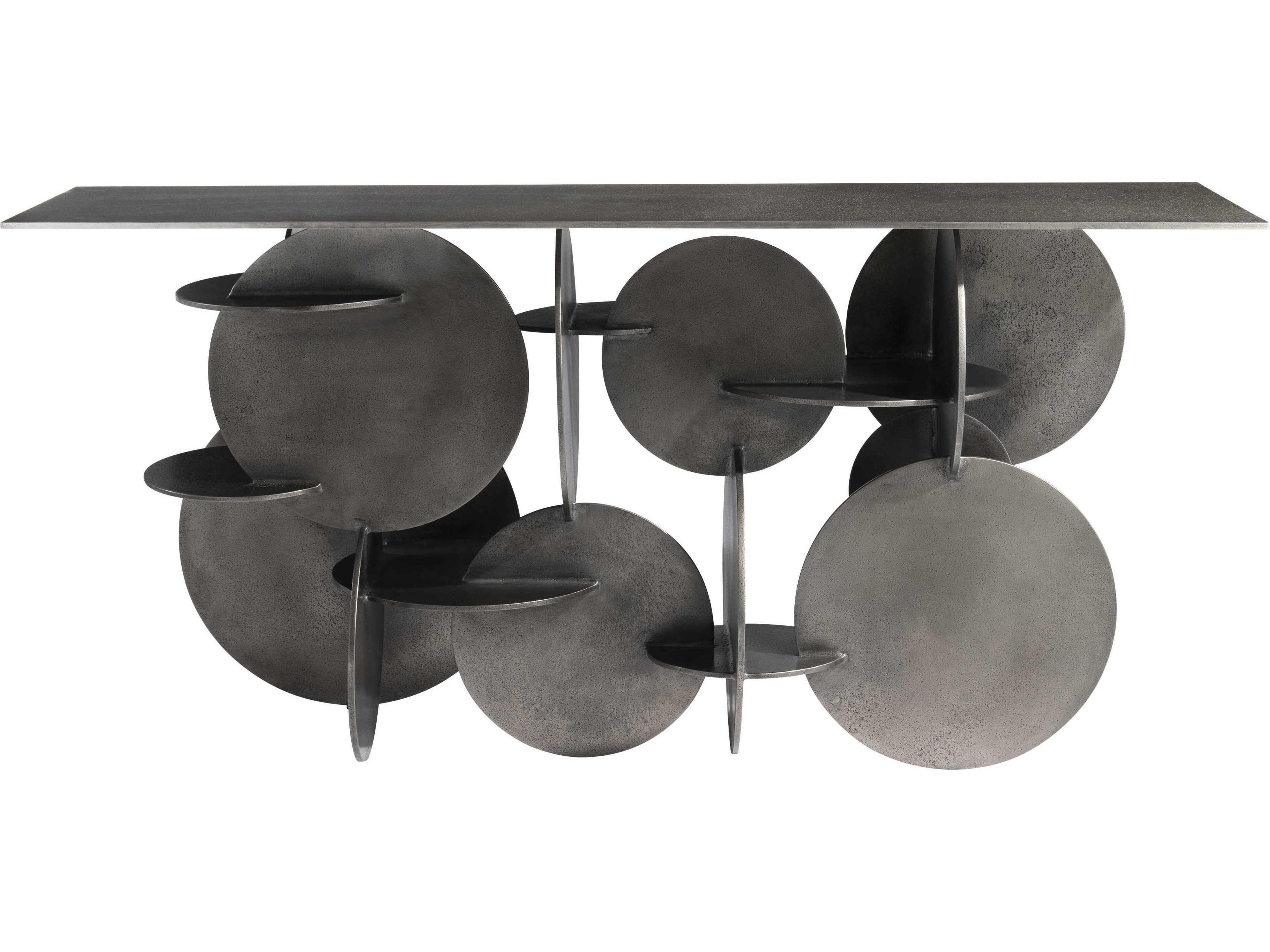 Bernhardt Interiors Tribus Rectangular Metal Graphite Console Table
