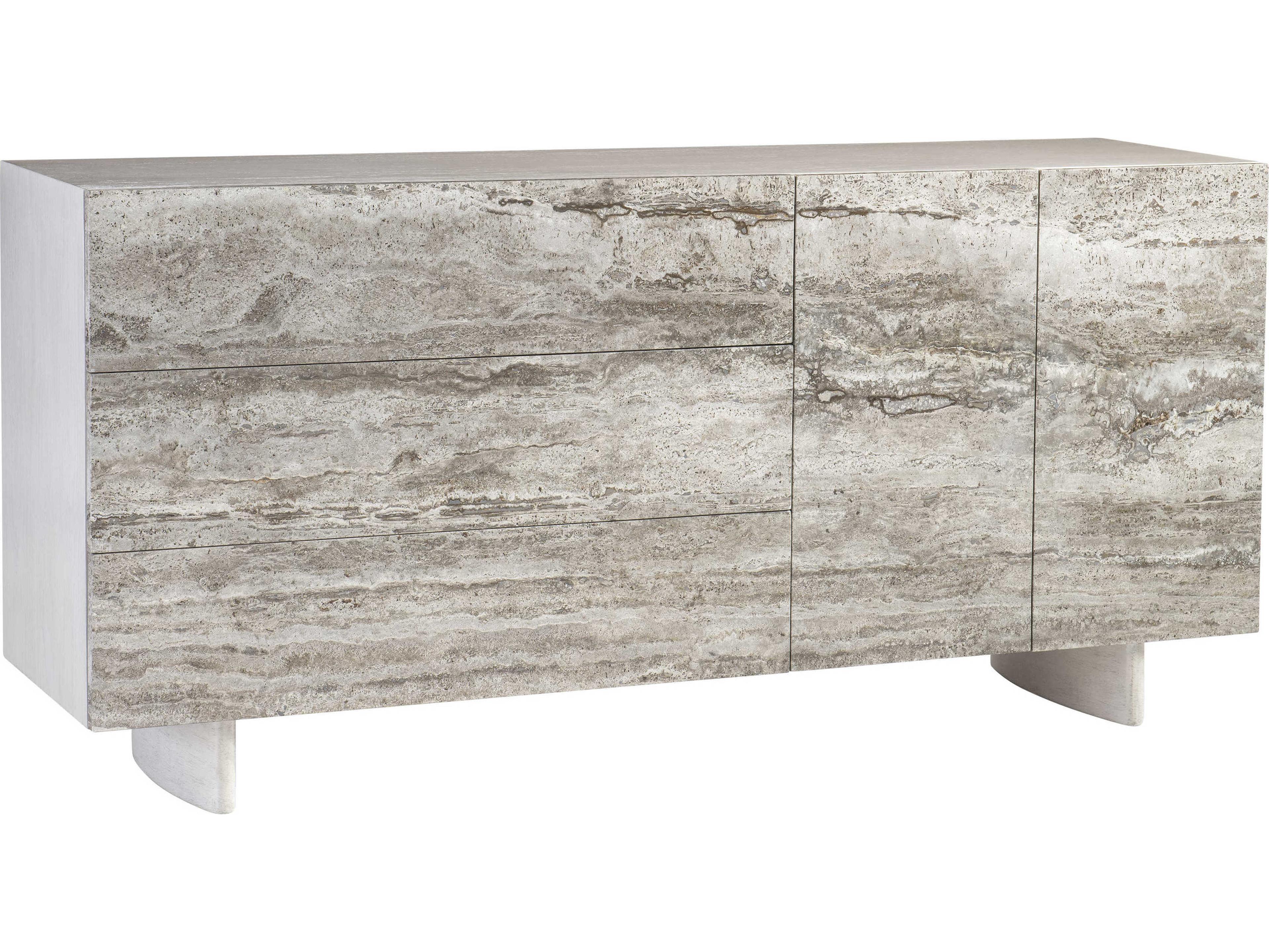 Bernhardt Sereno 72" Walnut Wood Silver Travertine Sideboard