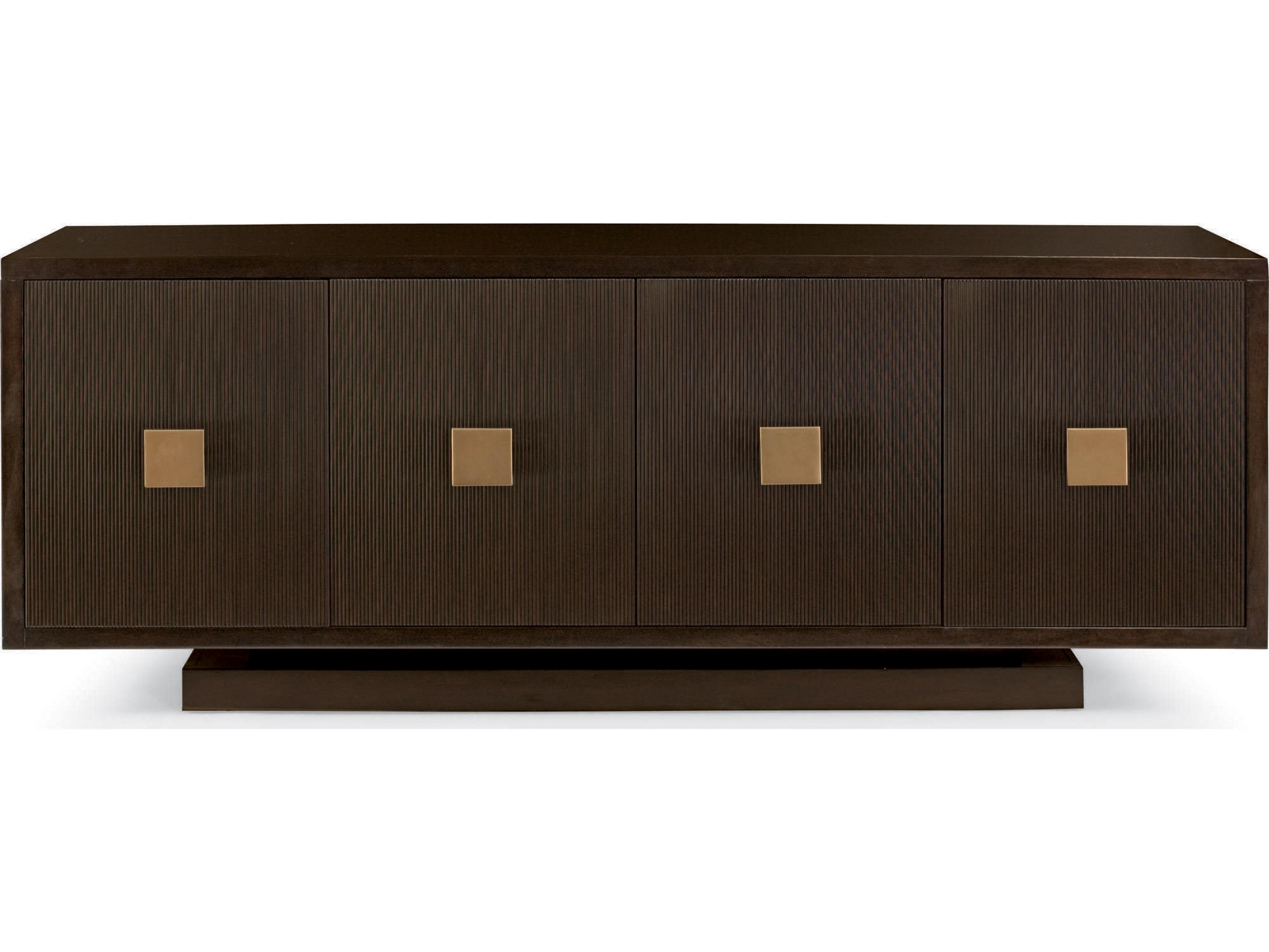 Bernhardt Interiors Casegoods Boulevard 83" Walnut Wood Ebonized Warm Brass Buffet
