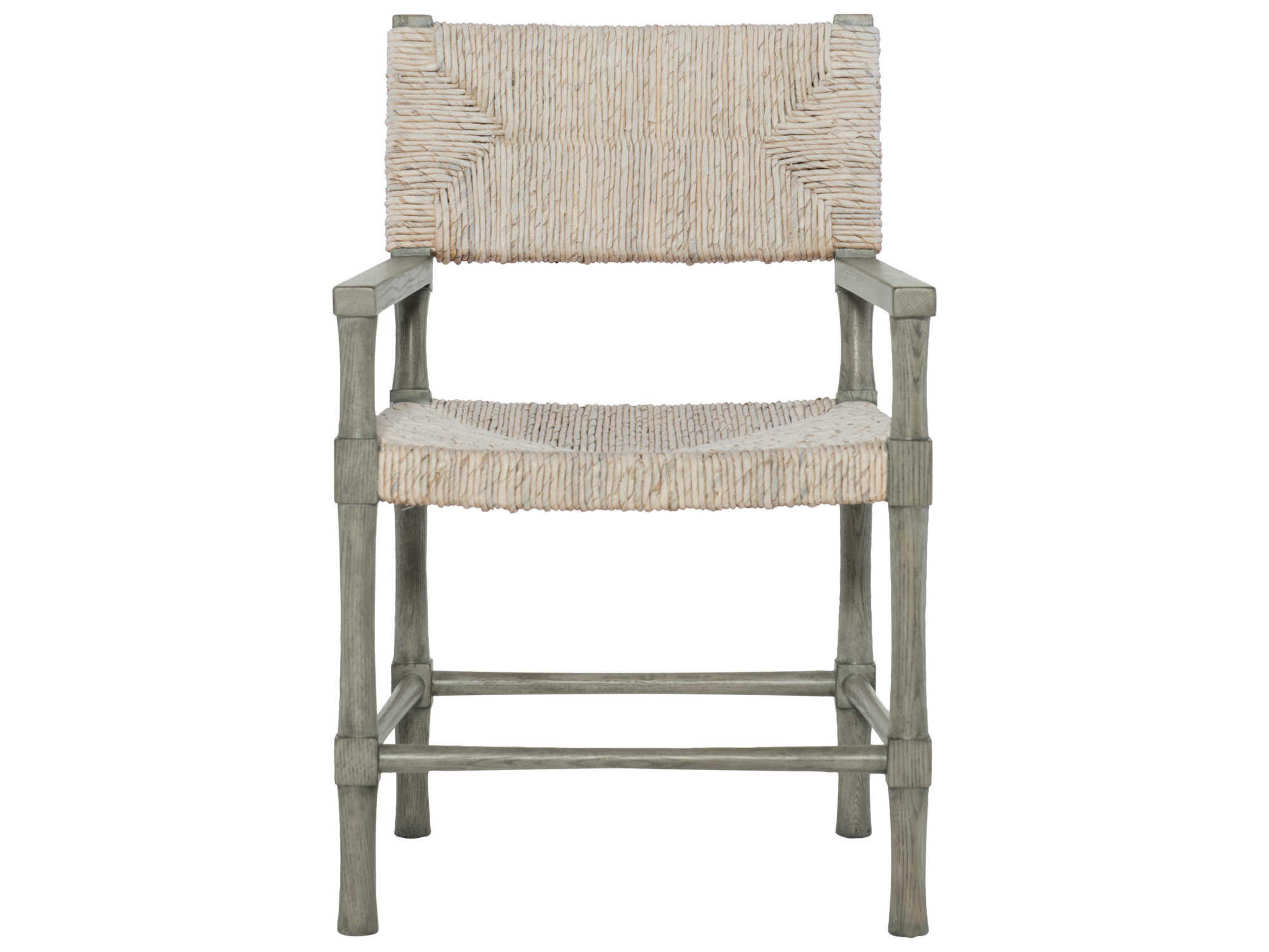 Bernhardt Interiors Casegoods Palma Oak Wood Gray Arm Dining Chair
