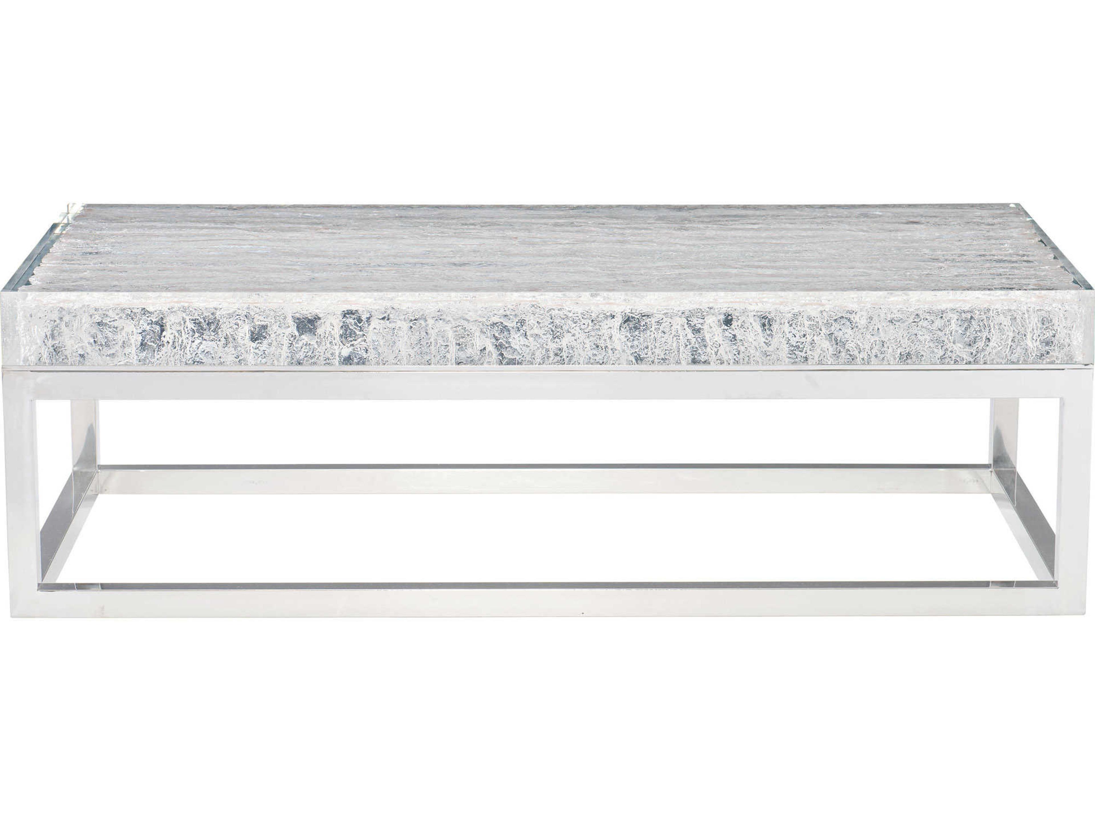 Bernhardt Interiors Arctic Rectangular Plastic Clear Polished Stainless Steel Cocktail Table