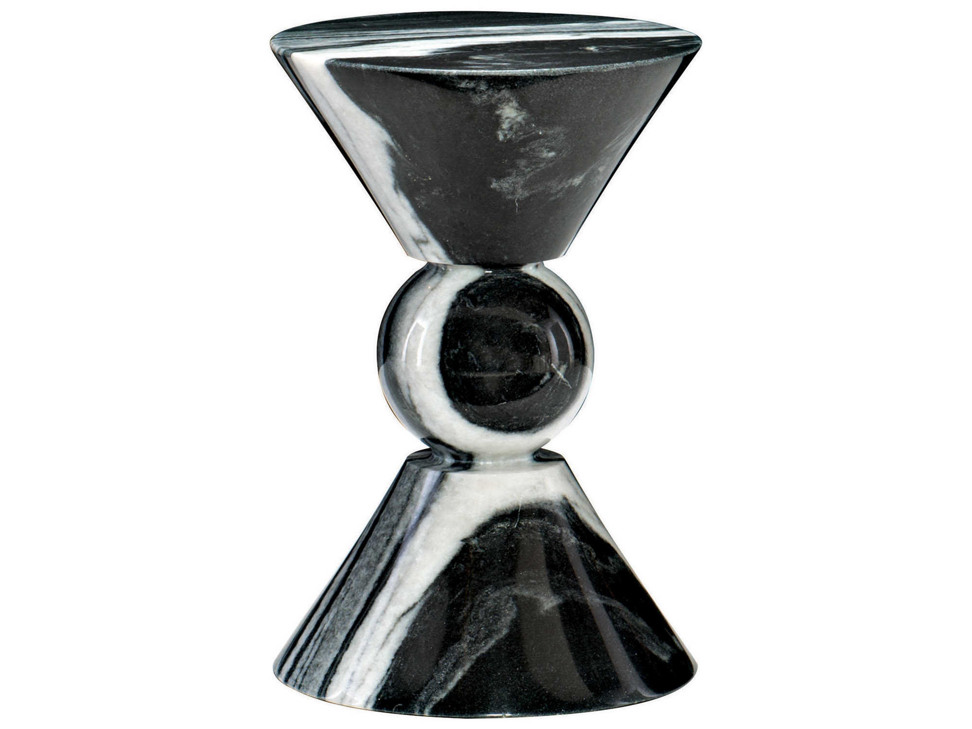 Bernhardt Interiors Casegoods Jax Round Marble Black White Drink Table