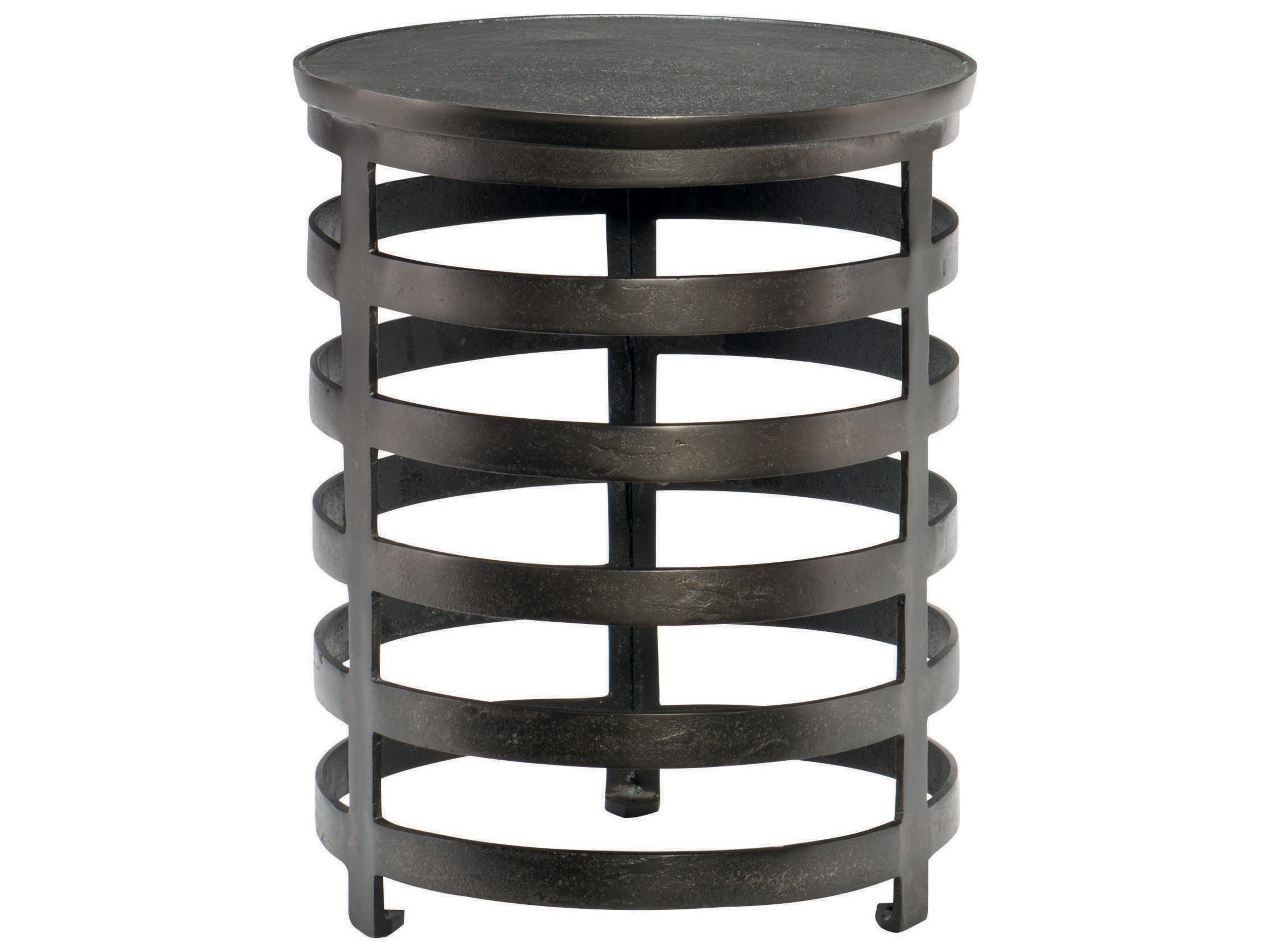 Bernhardt Interiors Casegoods Apsley Round Metal Black Nickel Chairside Table